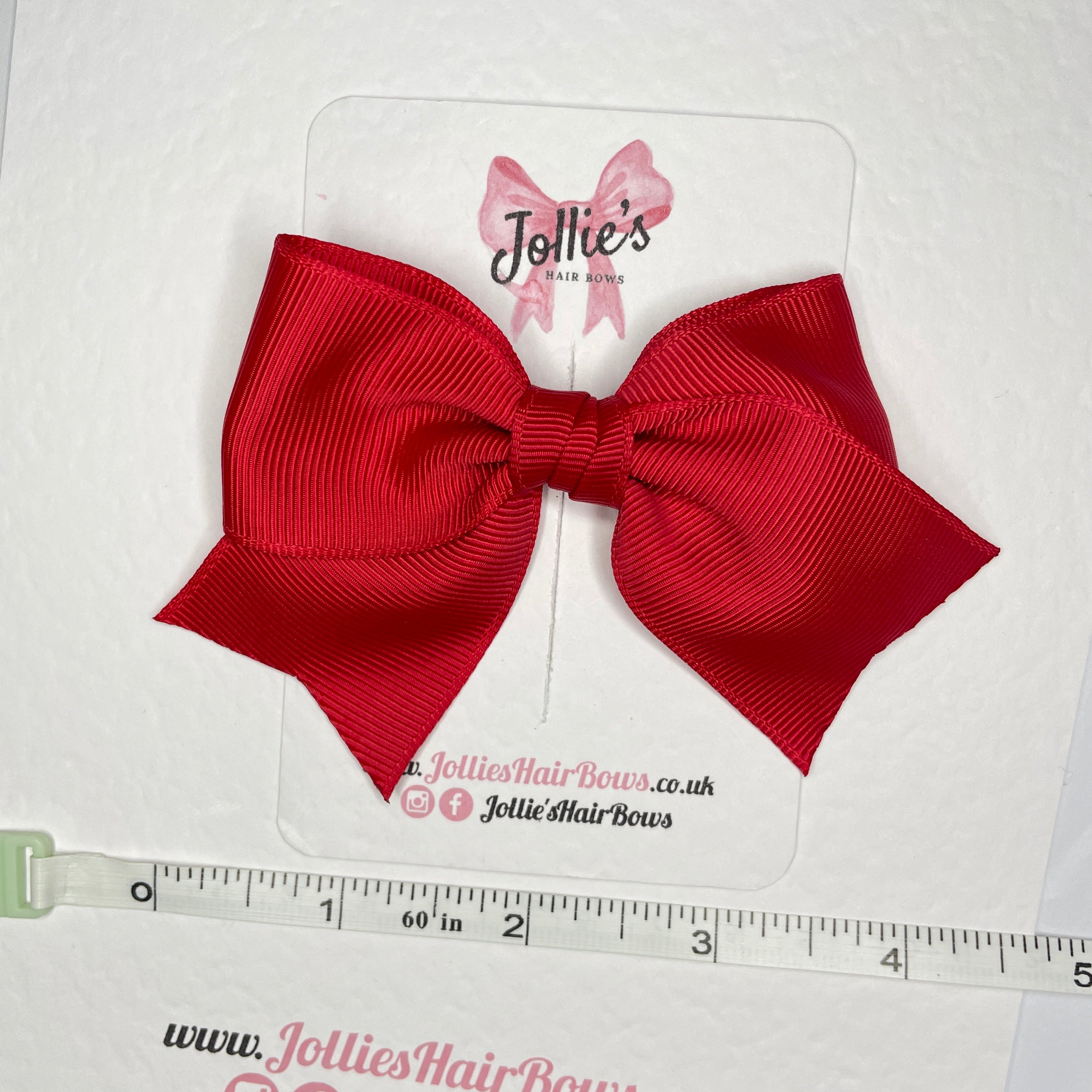 4inch Ribbon Bow with Clip - Red