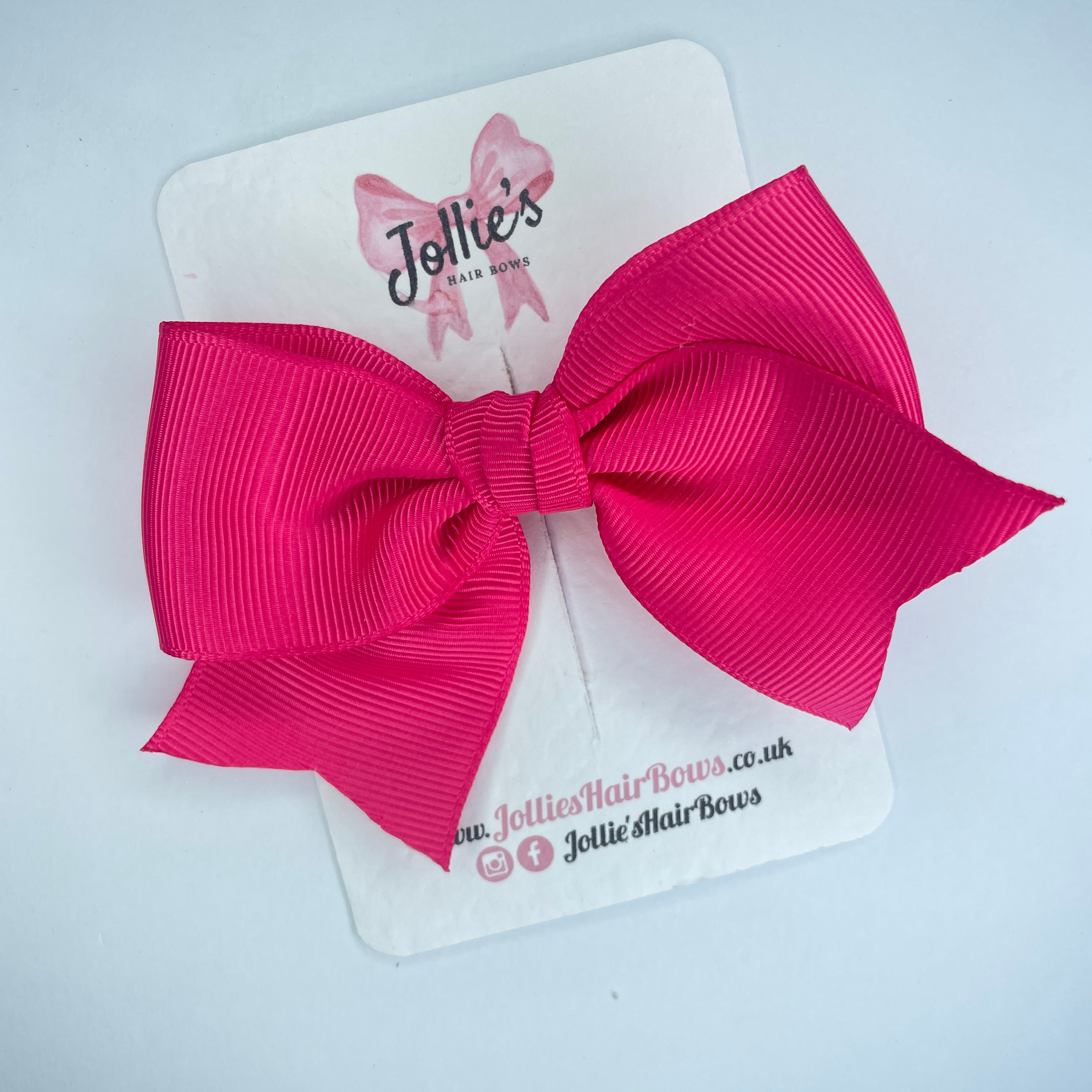 4inch Ribbon Bow with Clip - Azalea