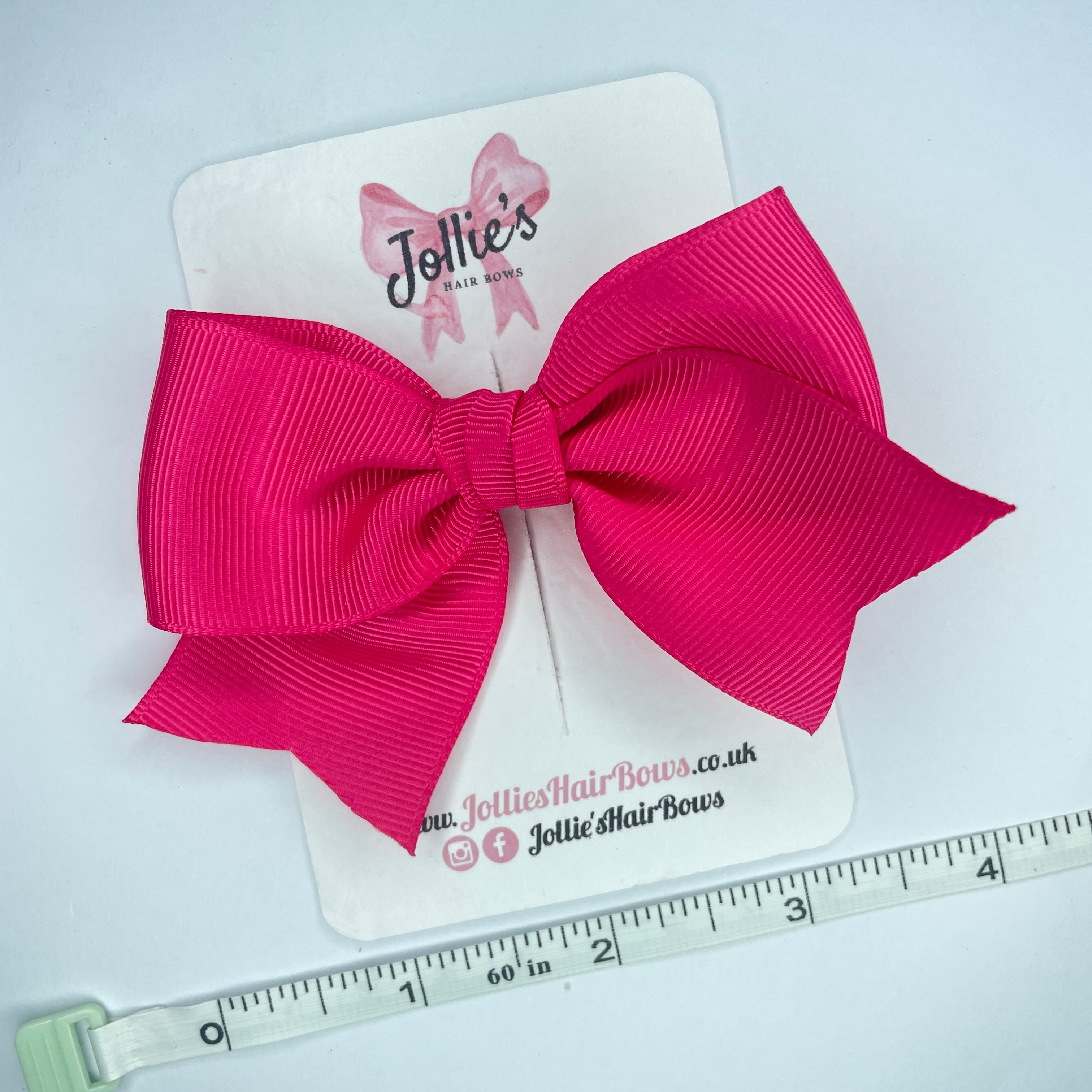 4inch Ribbon Bow with Clip - Azalea