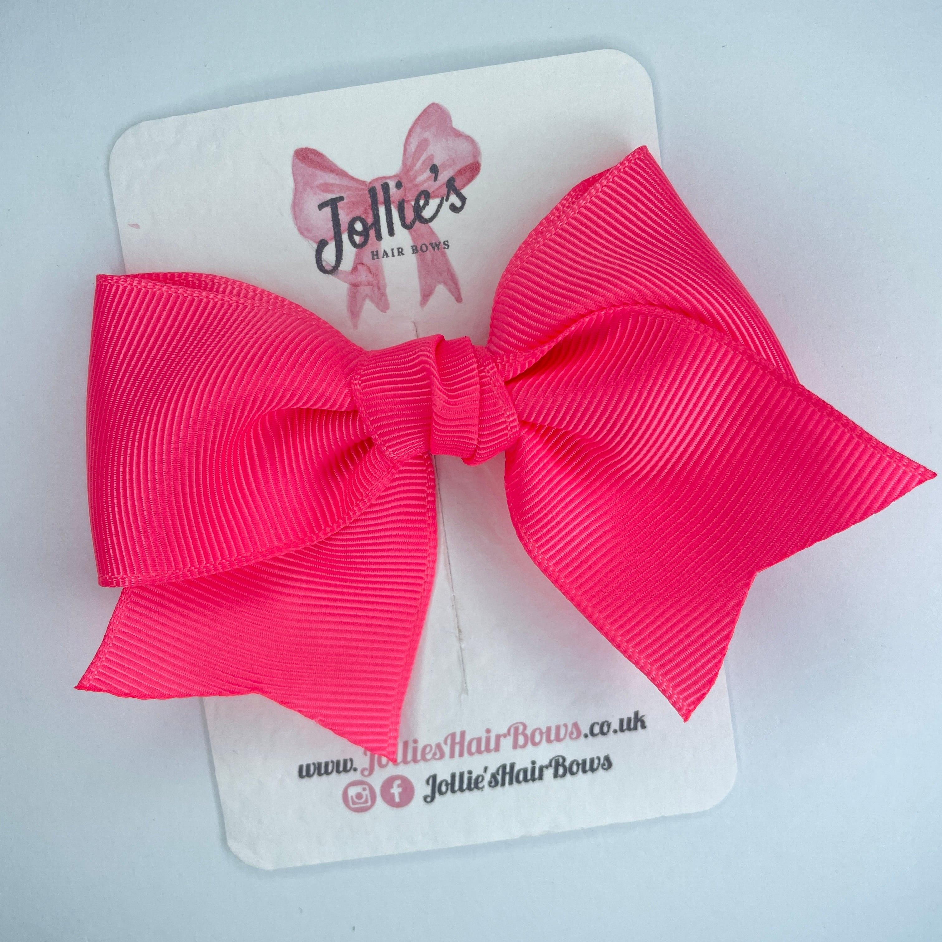 4inch Ribbon Bow with Clip - Passion Fruit