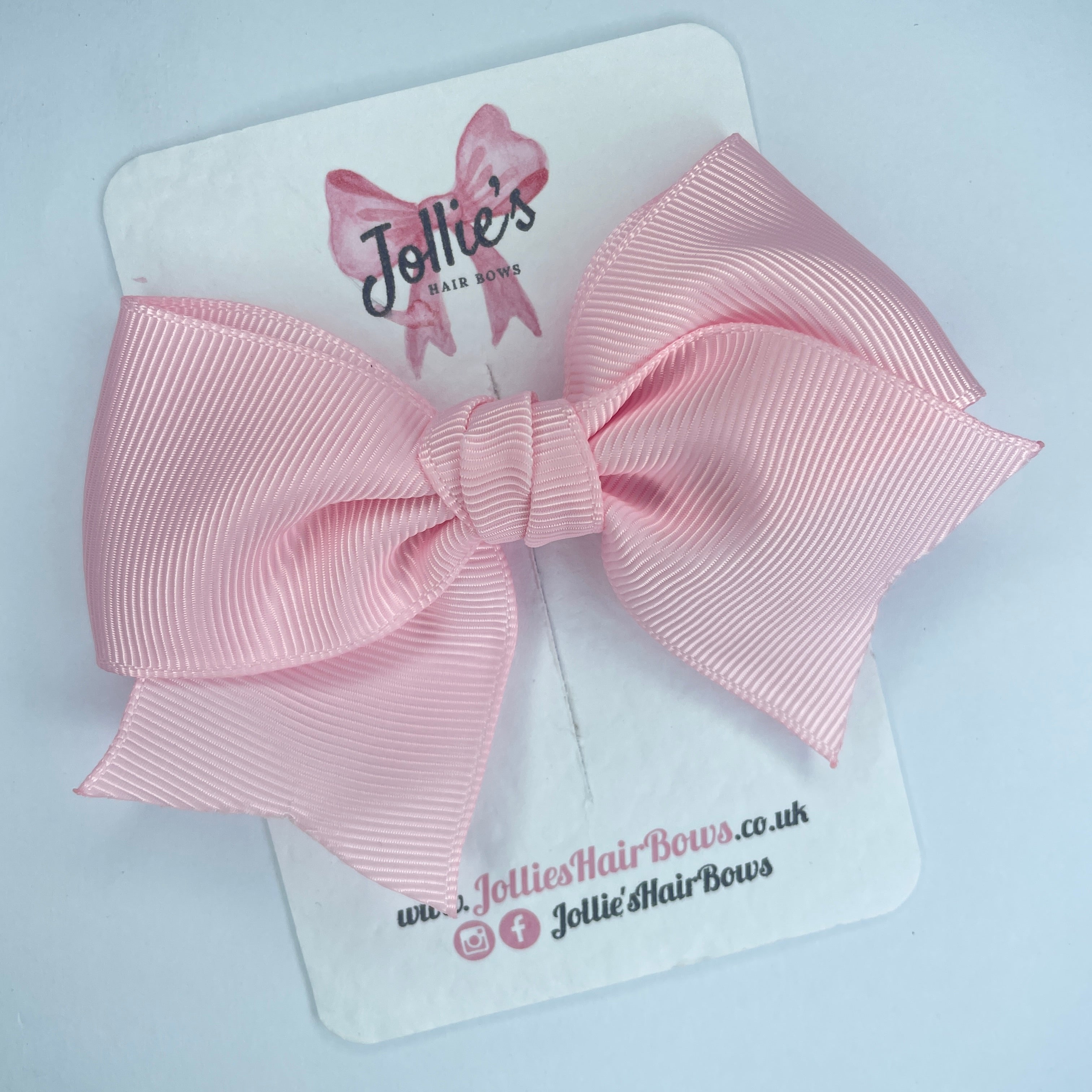 4inch Ribbon Bow with Clip - Pearl Pink