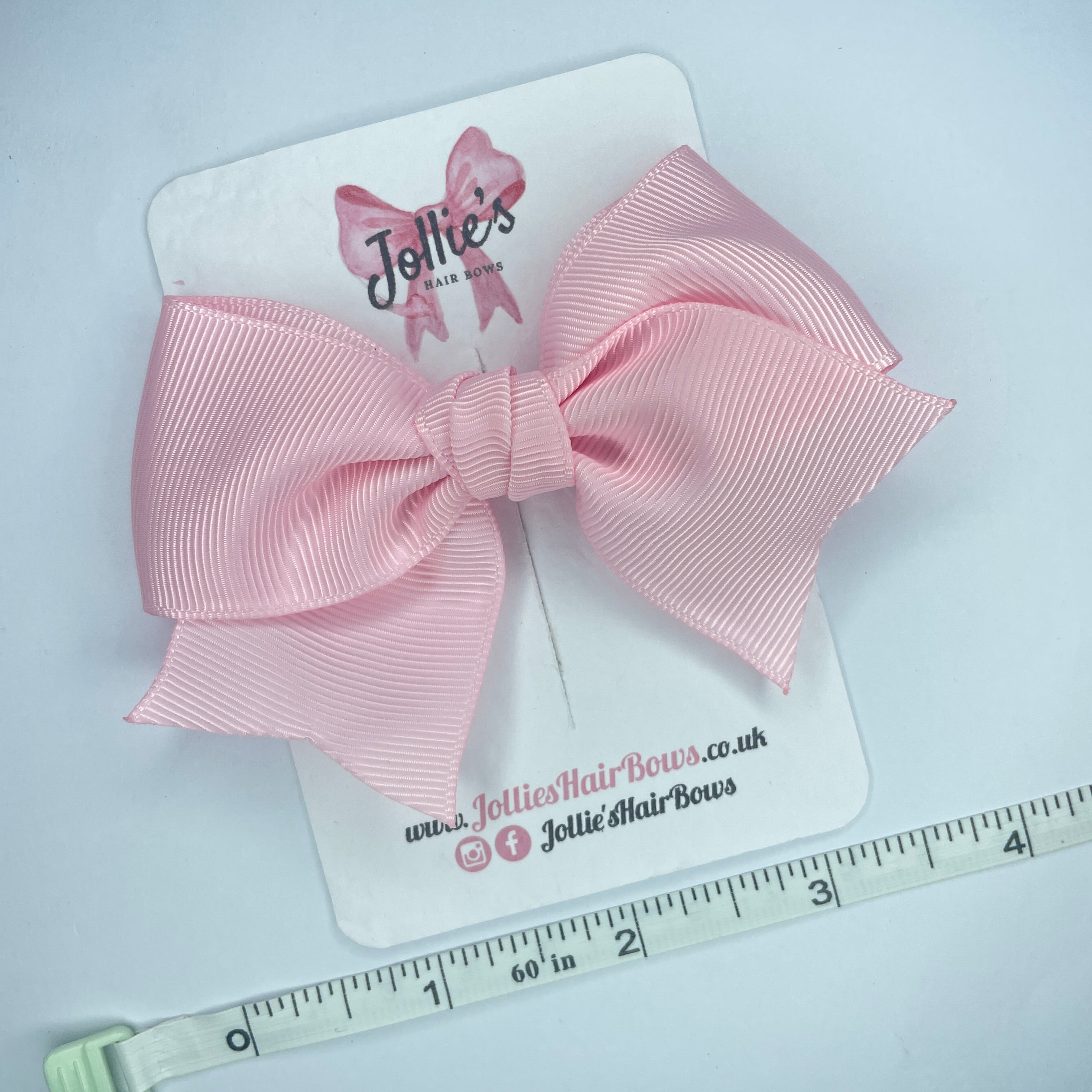 4inch Ribbon Bow with Clip - Pearl Pink