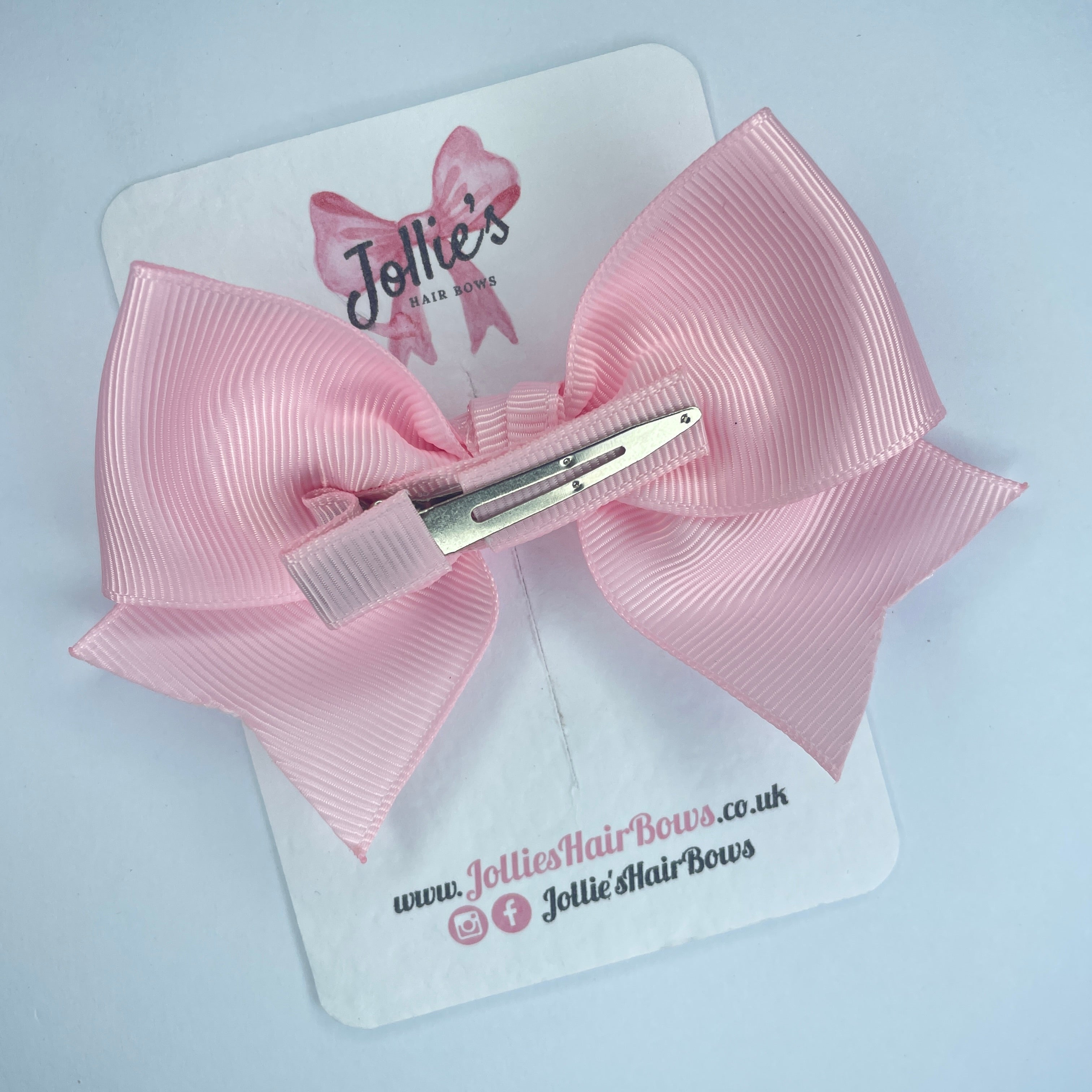 4inch Ribbon Bow with Clip - Pearl Pink