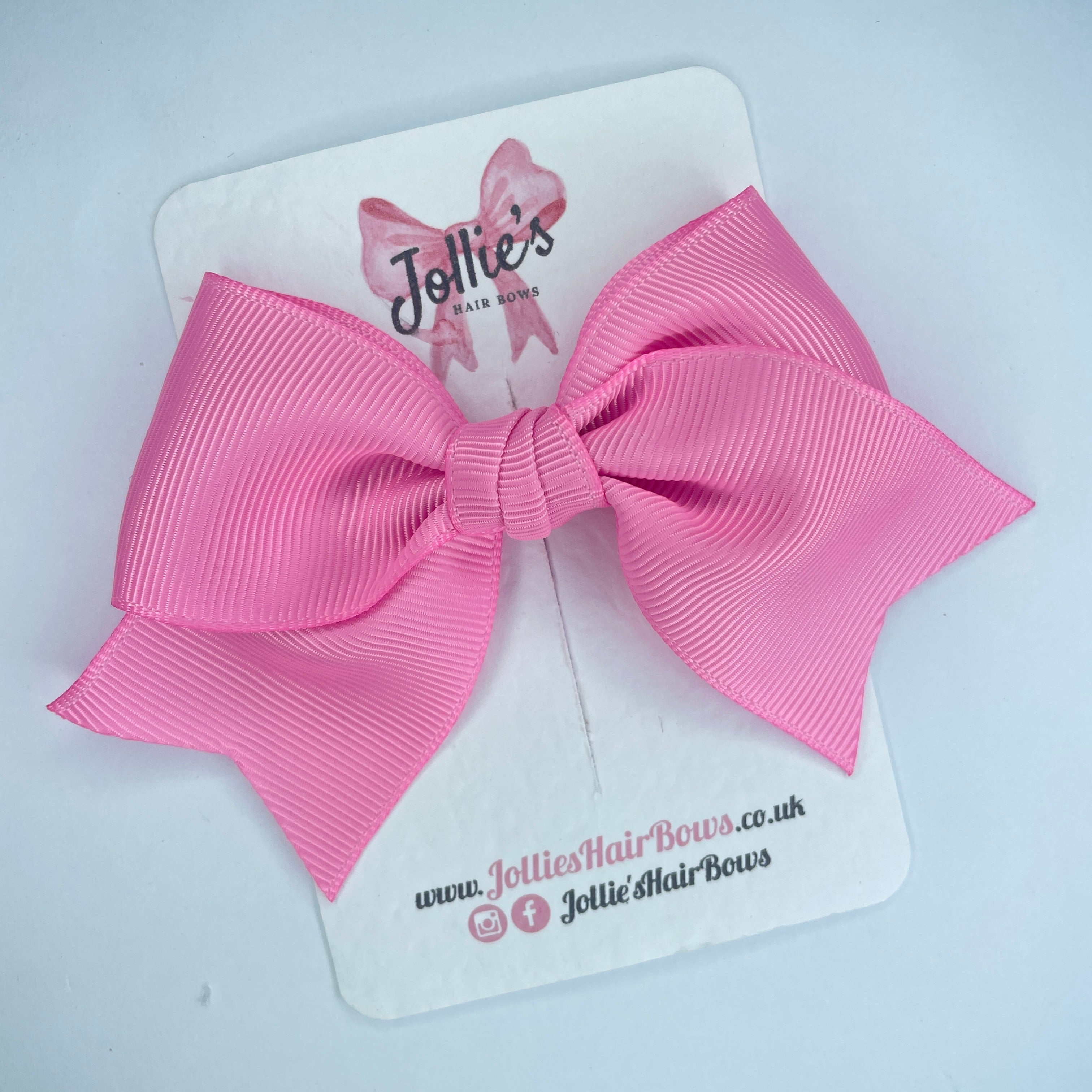 4inch Ribbon Bow with Clip - Geranium Pink