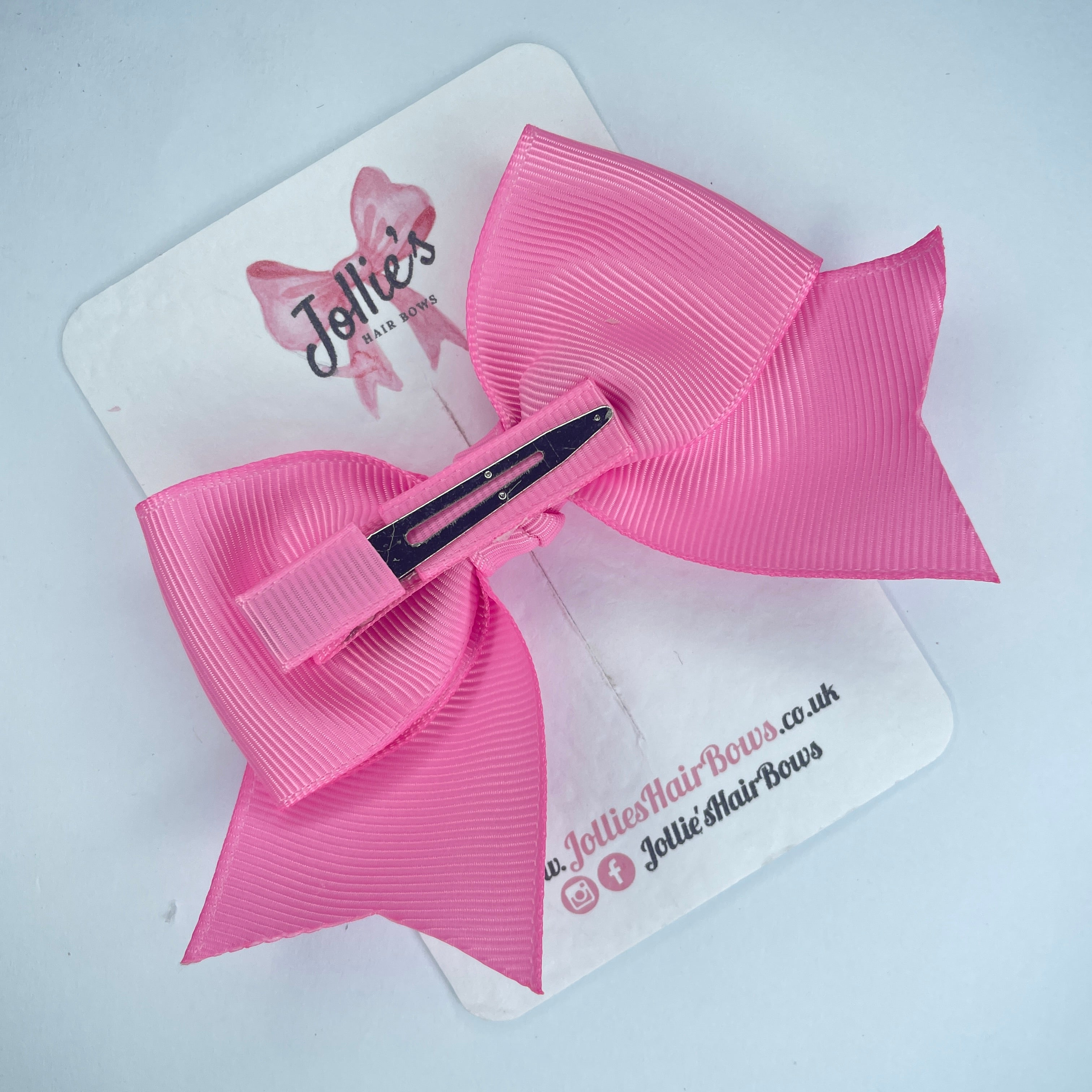 4inch Ribbon Bow with Clip - Geranium Pink