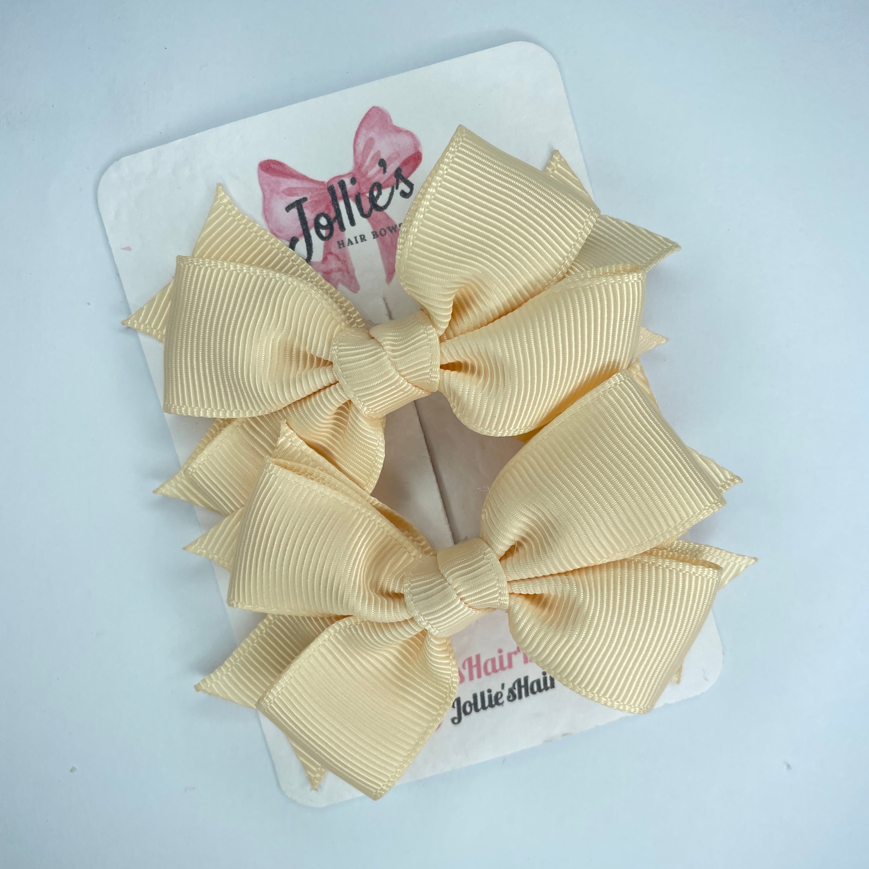 3inch Layered Bow with Clip (pair) - Nude