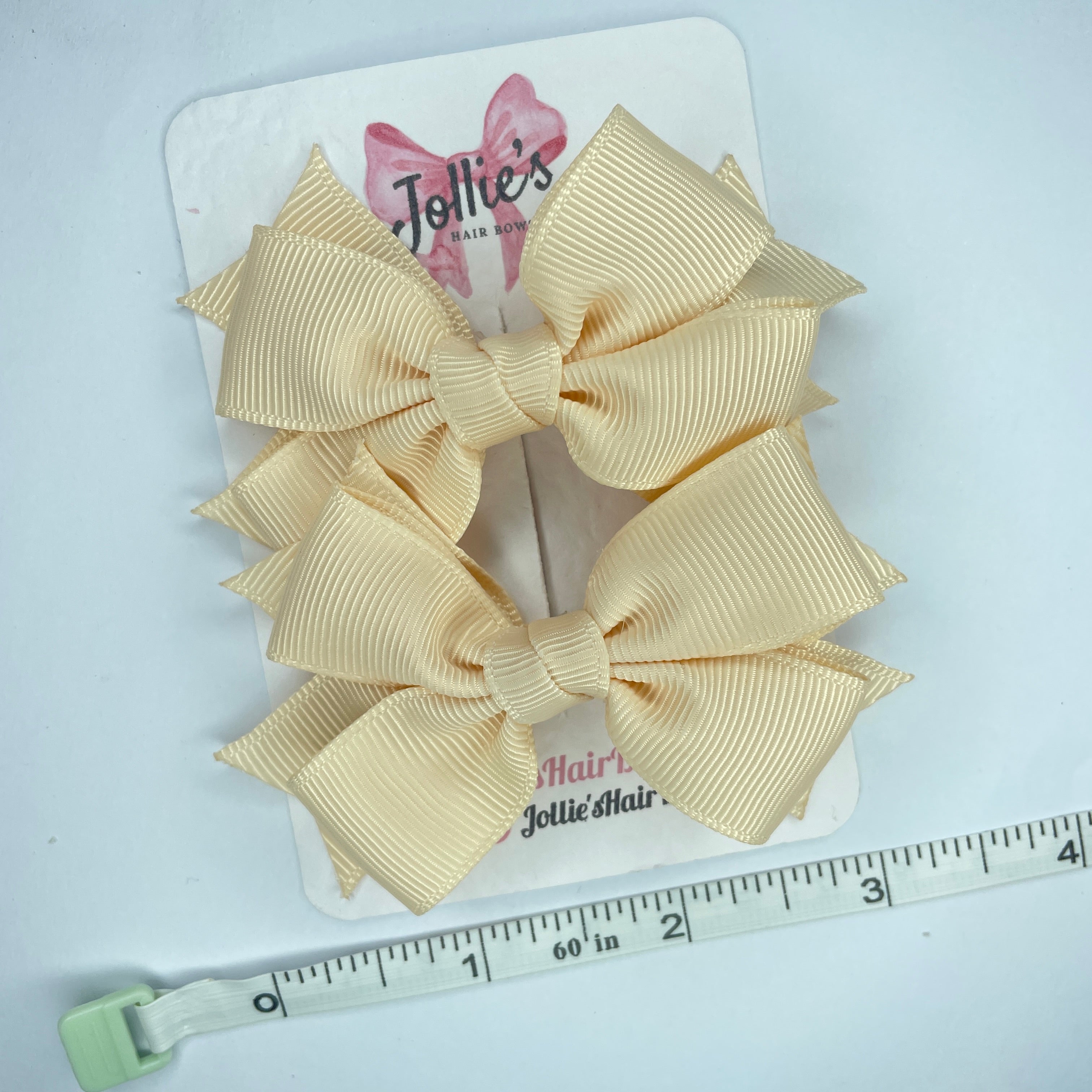 3inch Layered Bow with Clip (pair) - Nude