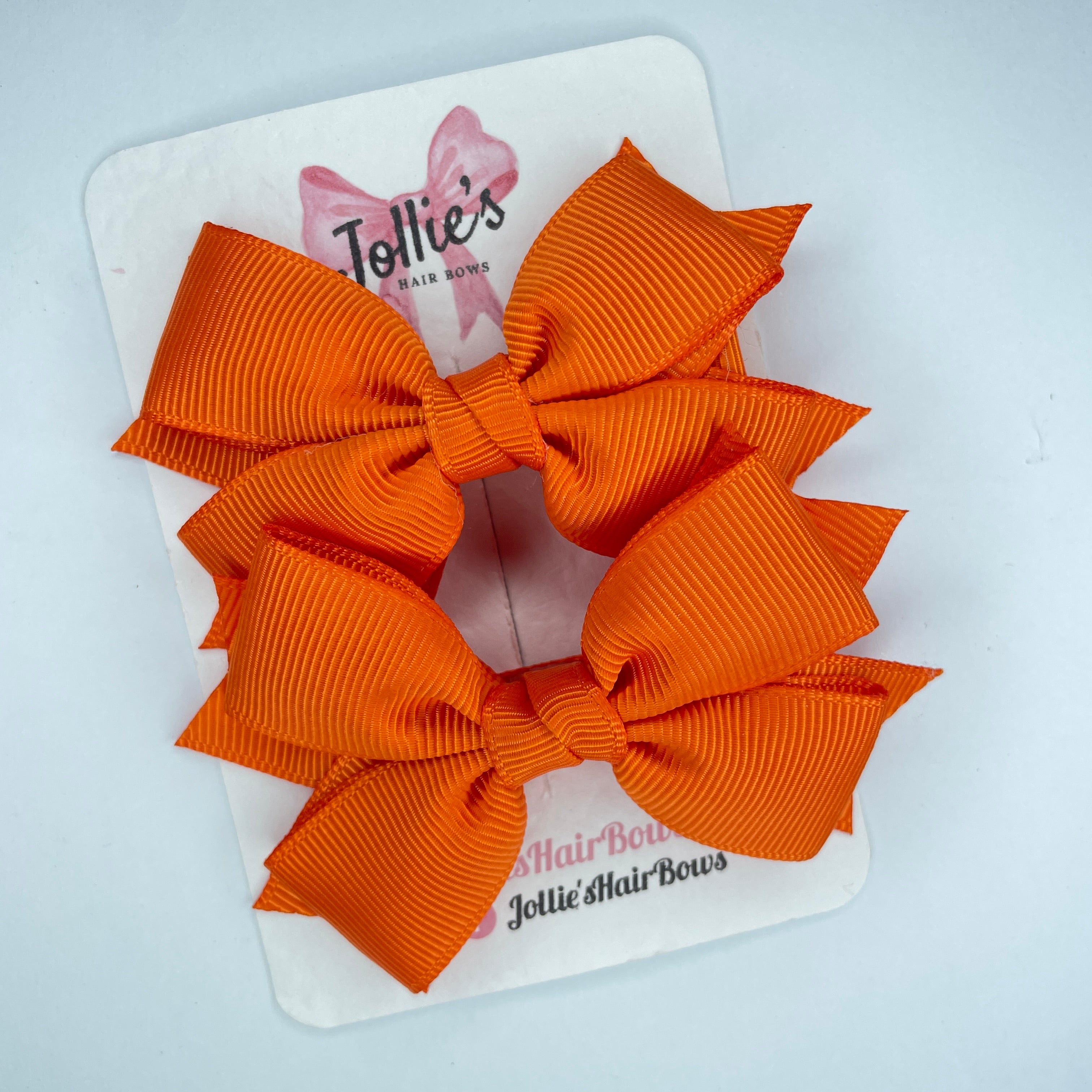3inch Layered Bow with Clip (pair) - Russet Orange