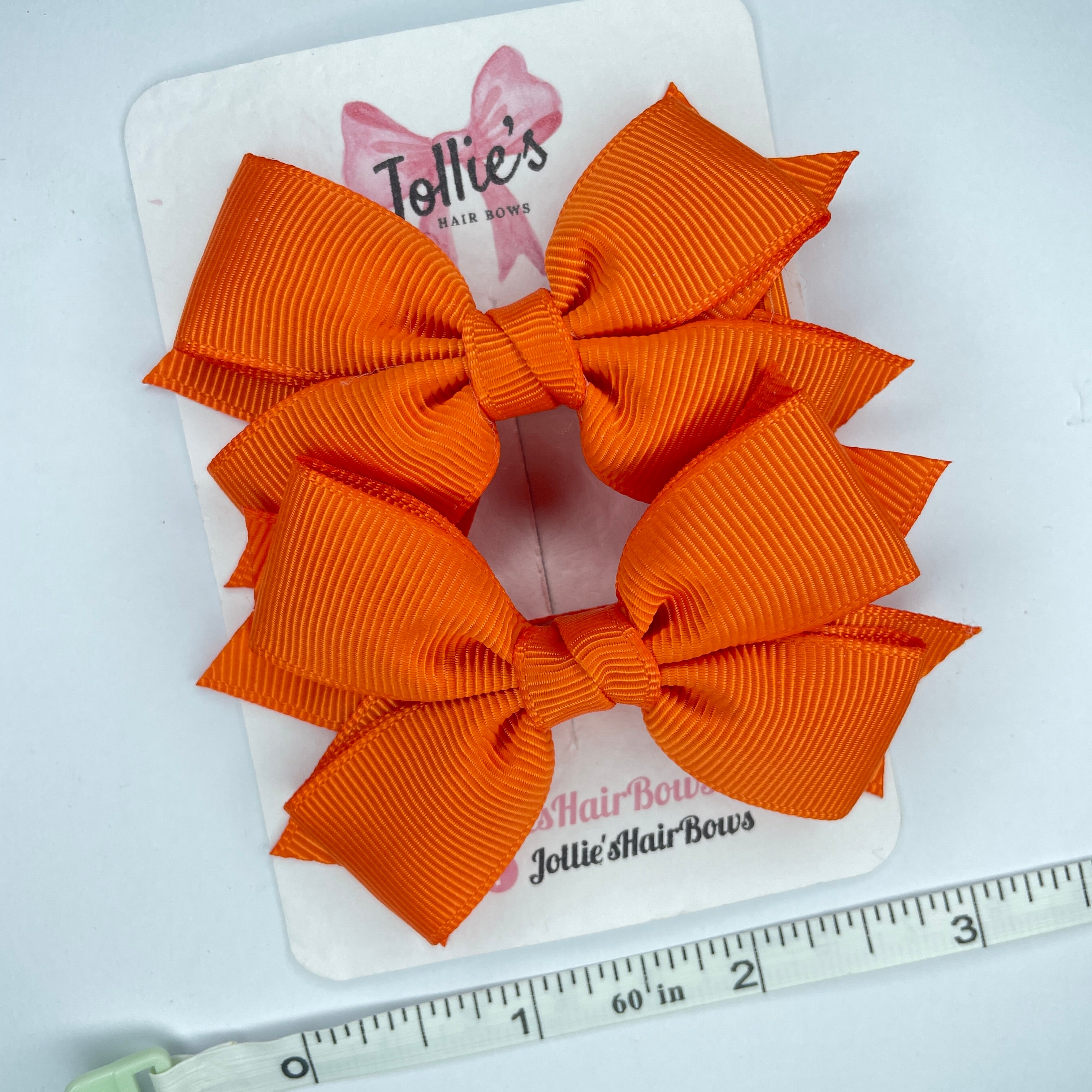 3inch Layered Bow with Clip (pair) - Russet Orange