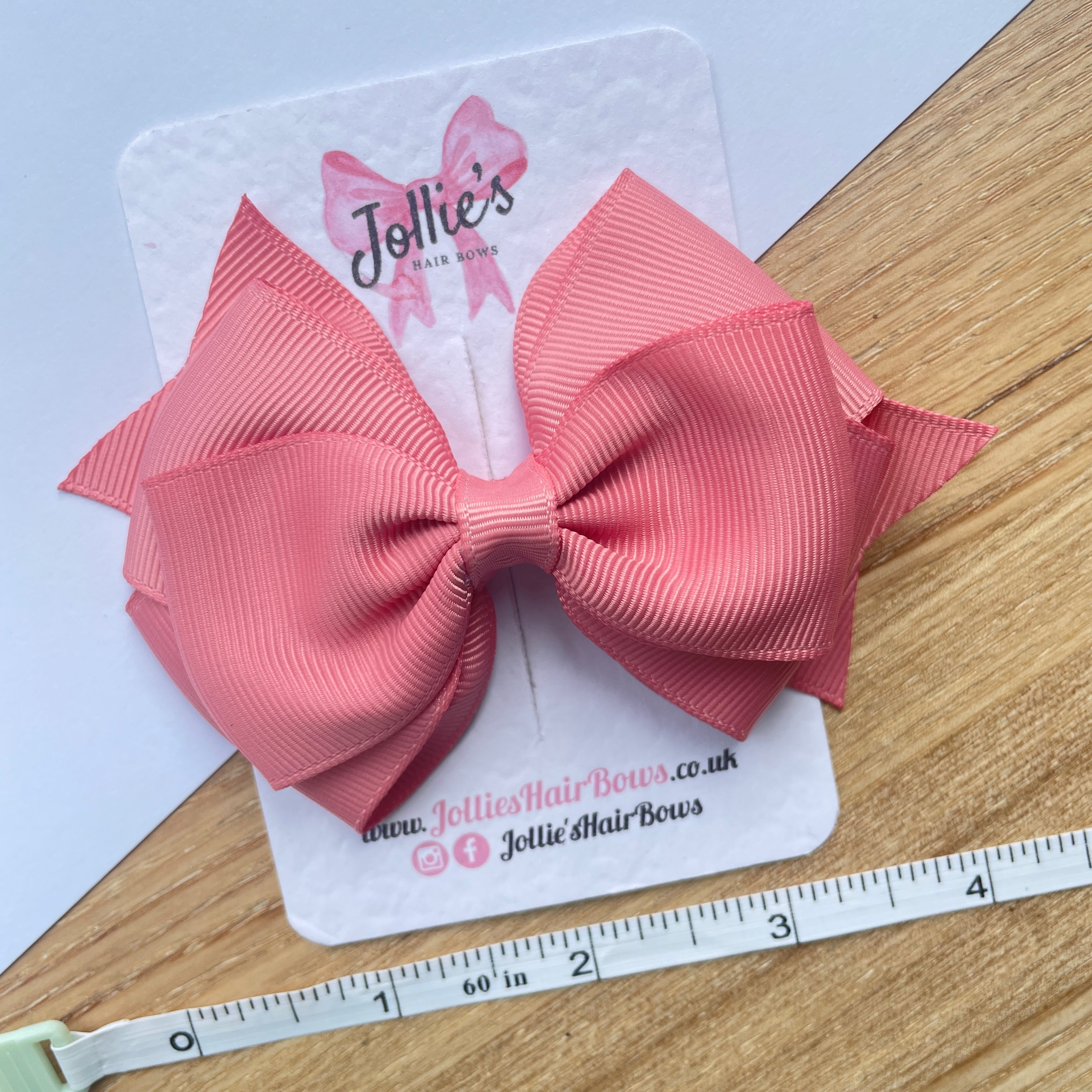 4inch Triple Layers Bow with Clip - Dusty Rose