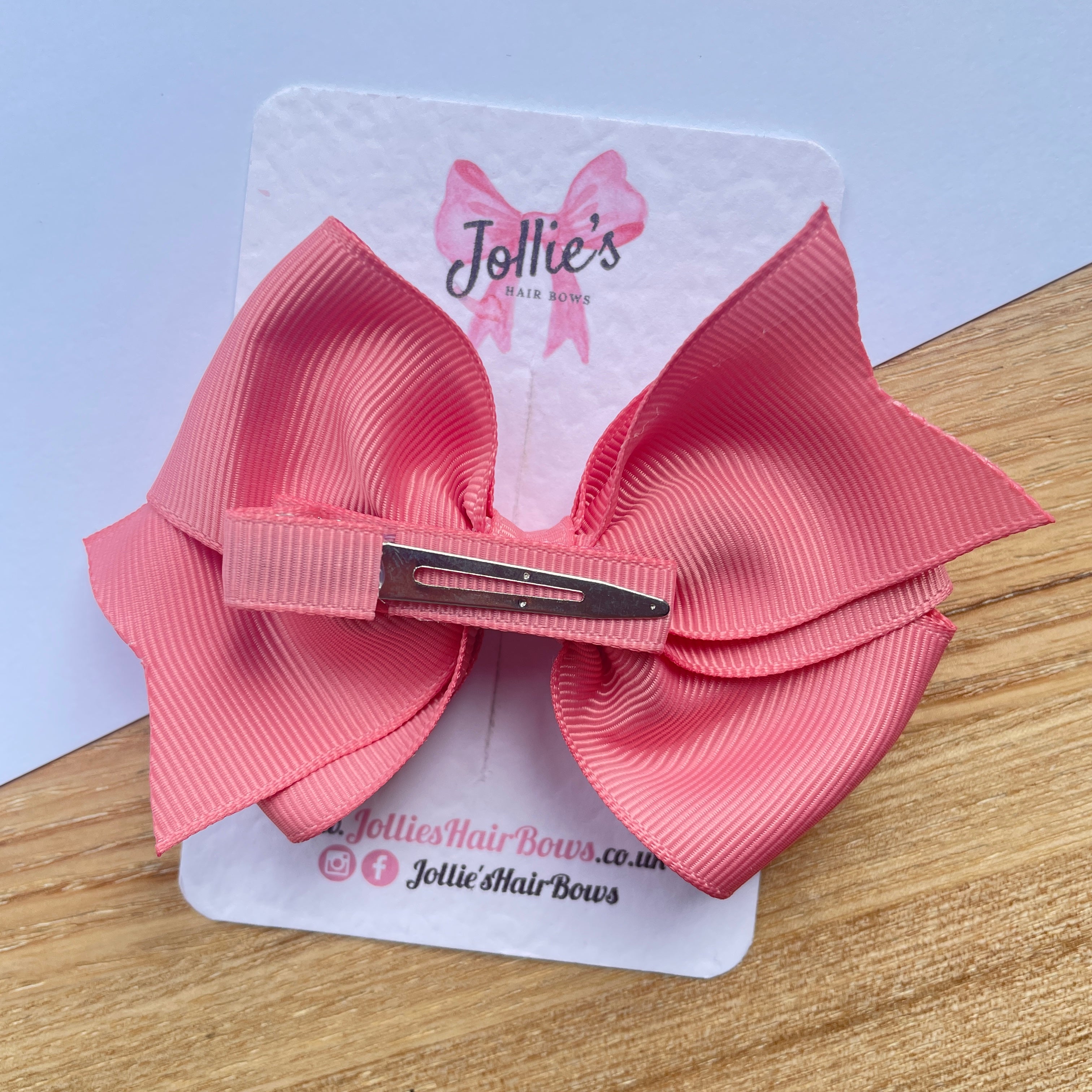 4inch Triple Layers Bow with Clip - Dusty Rose