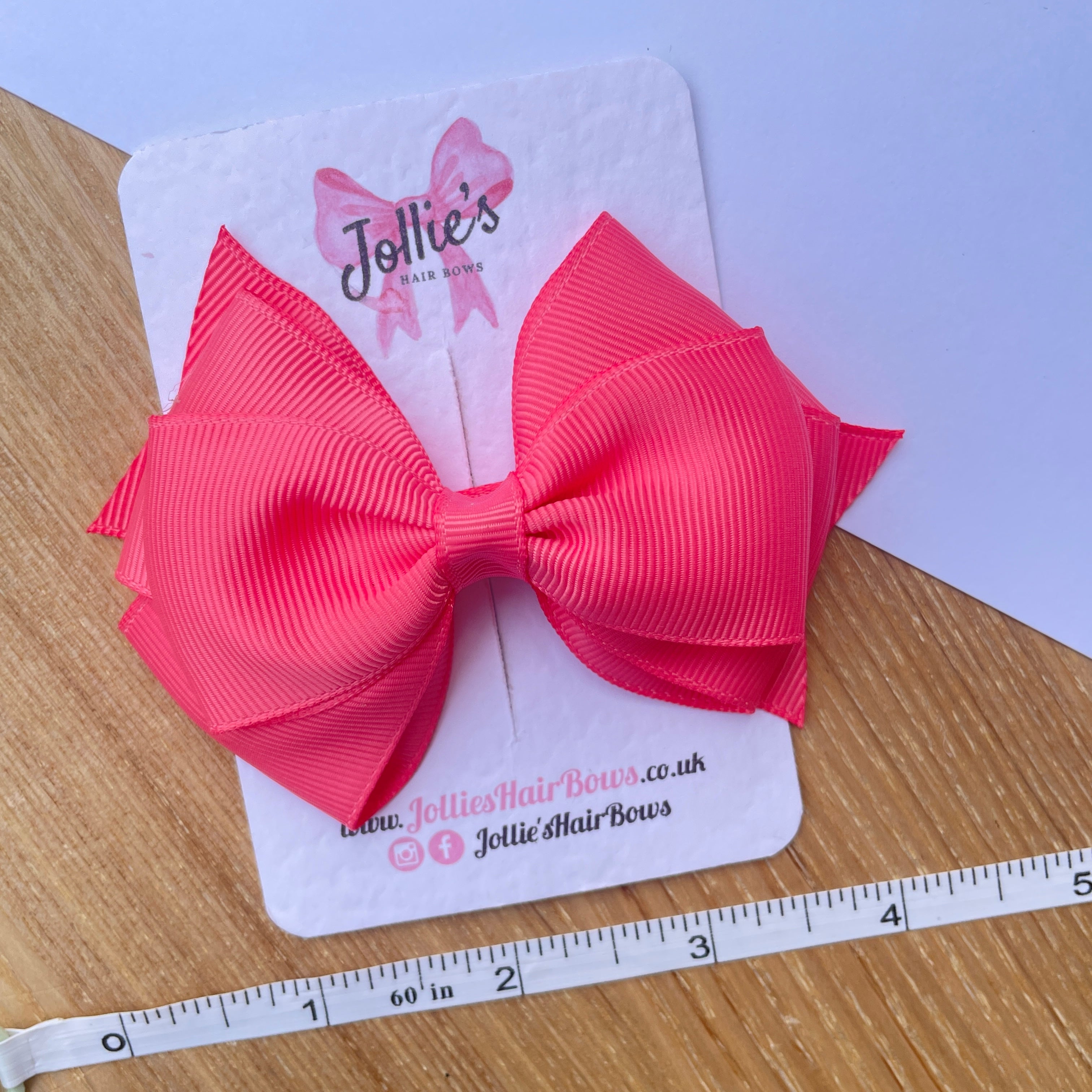 4inch Triple Layers Bow with Clip - Passion Fruit