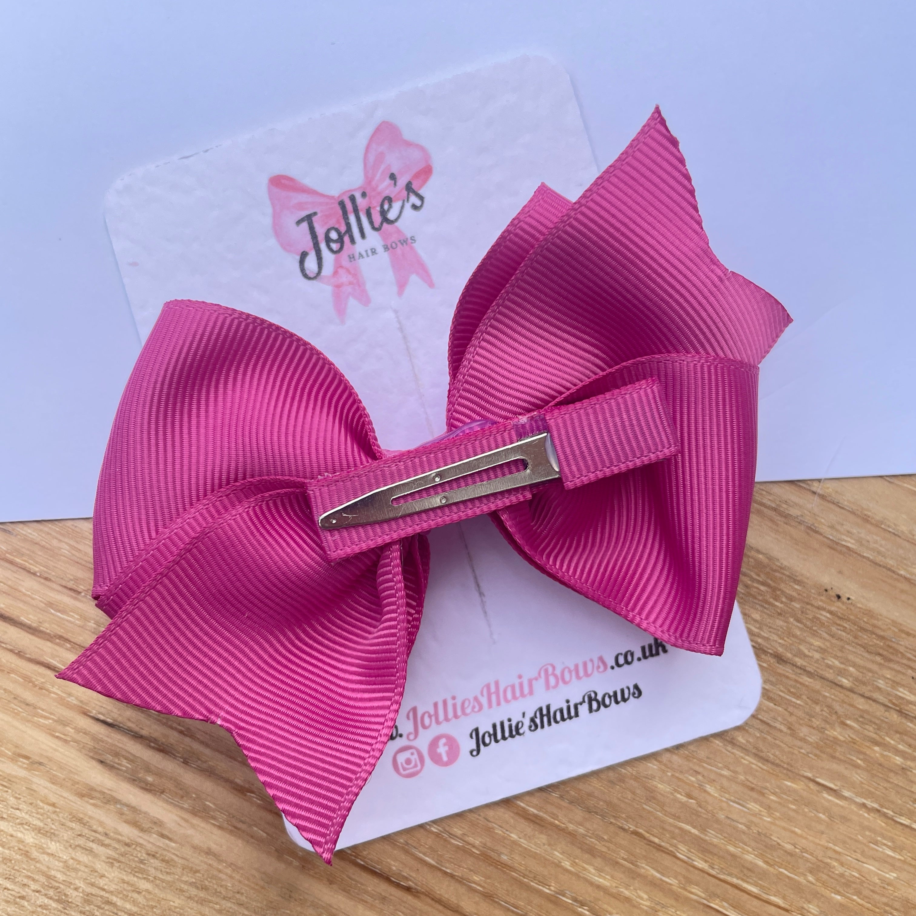 4inch Triple Layers Bow with Clip - Raspberry Rose