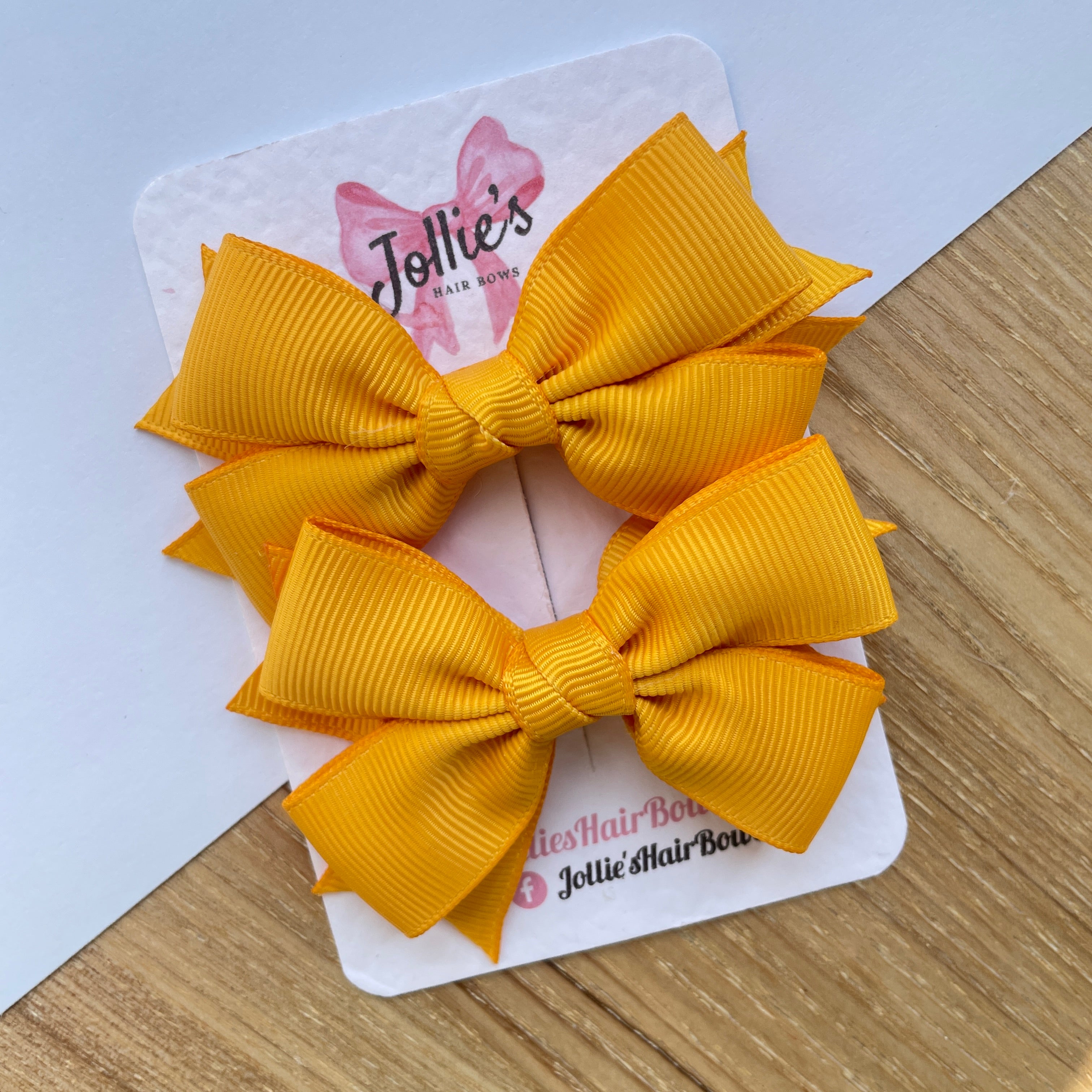 3inch Layered Bow with Clip (pair) - Dandelion
