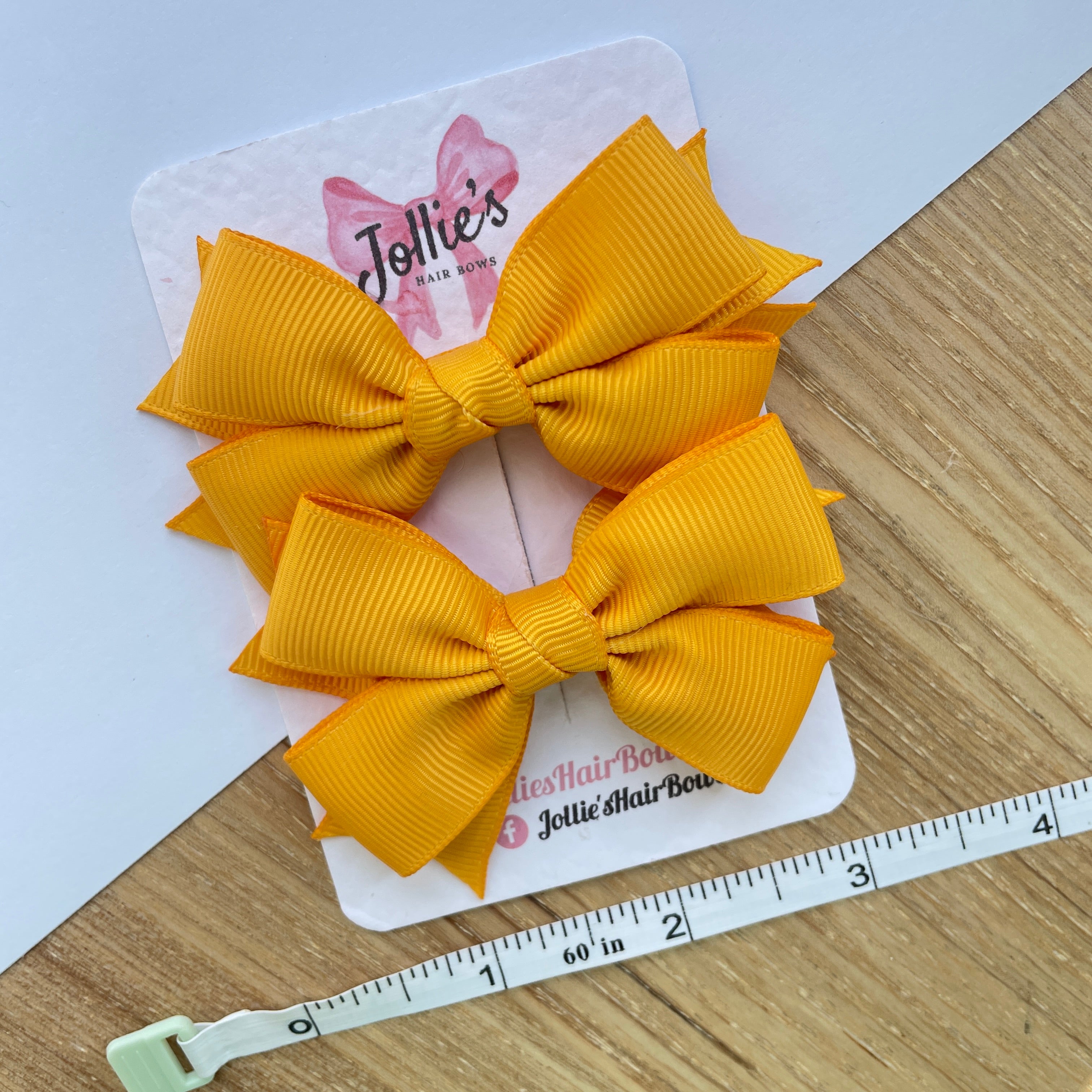 3inch Layered Bow with Clip (pair) - Dandelion