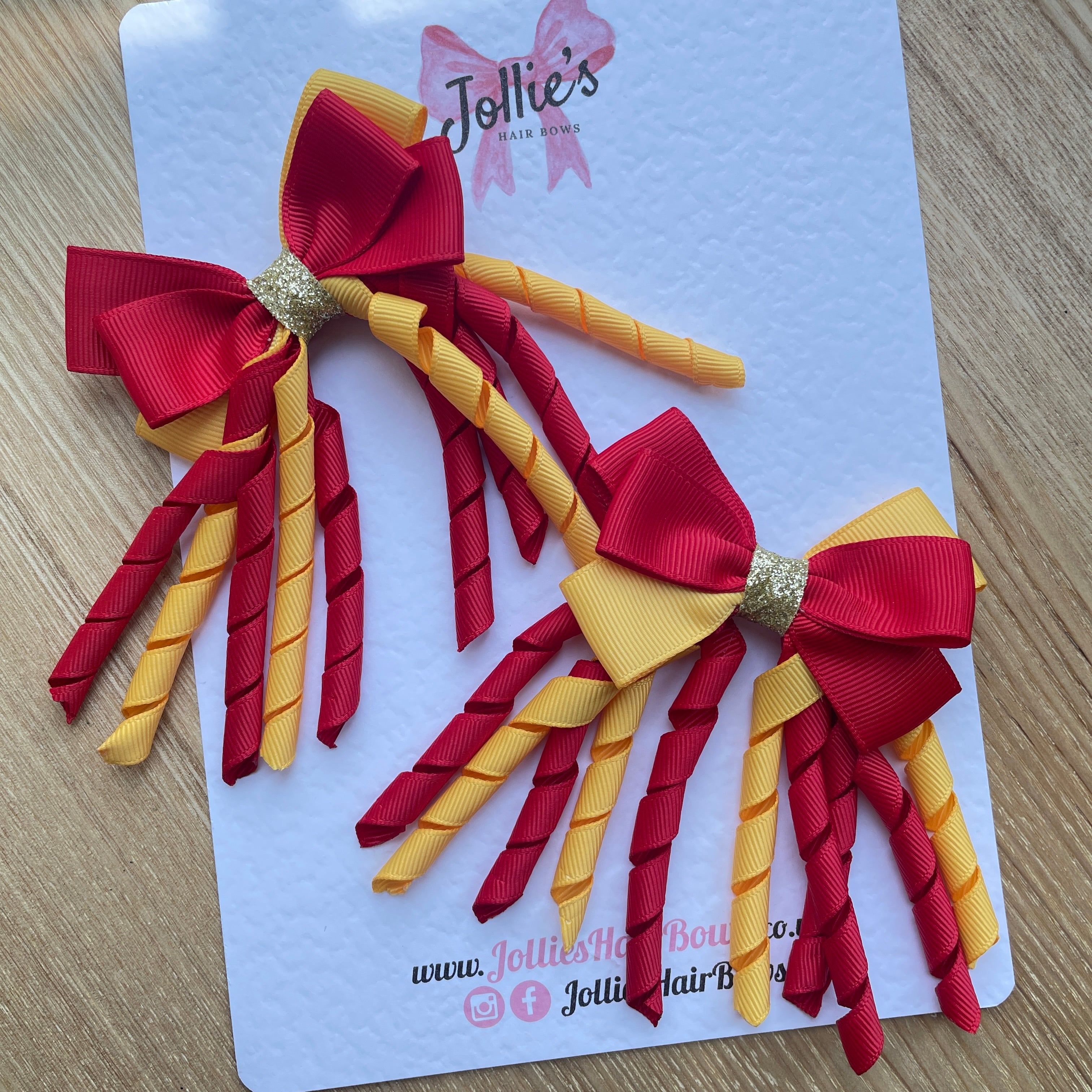 3inch Corker Bows Set - Red and Yellow Gold