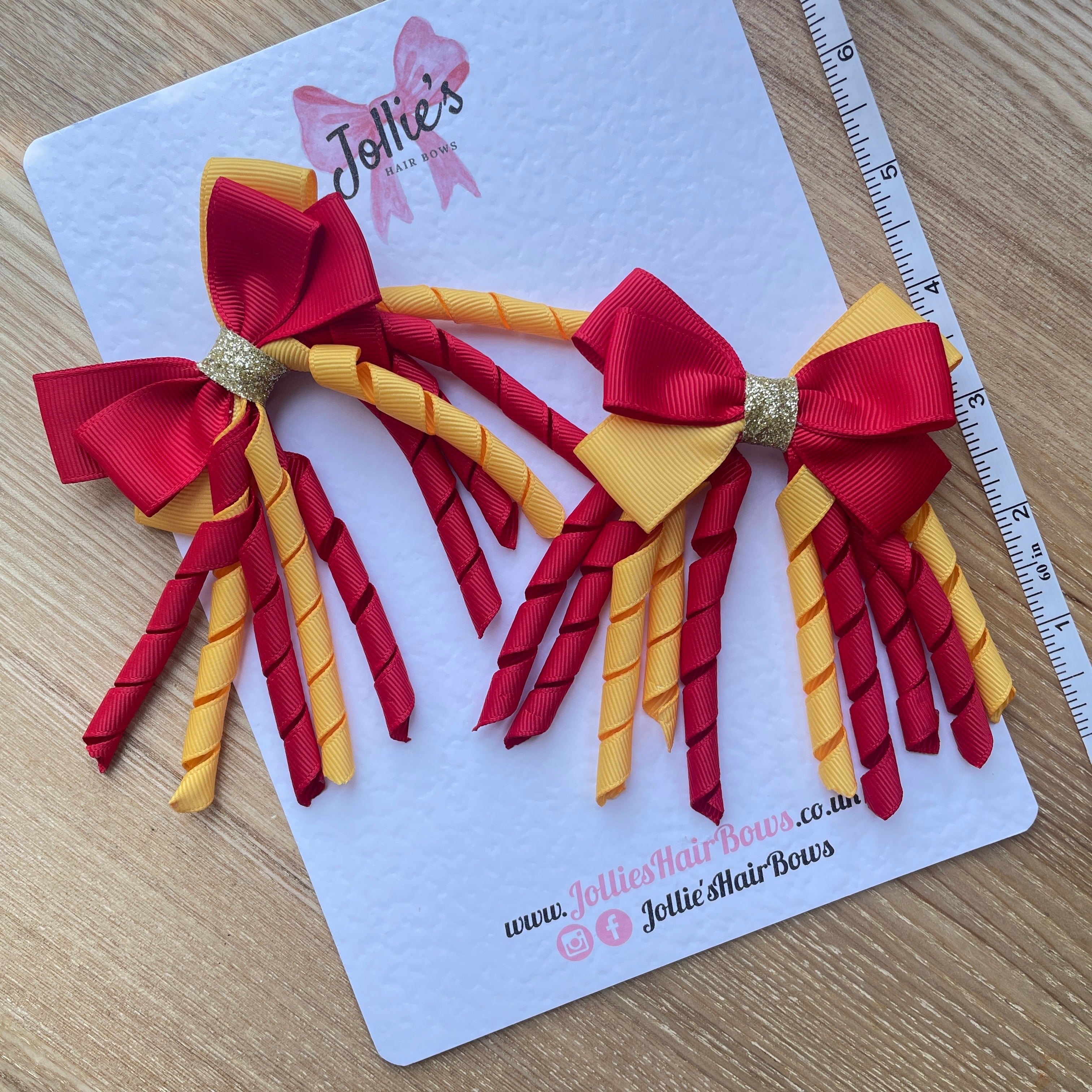 3inch Corker Bows Set - Red and Yellow Gold