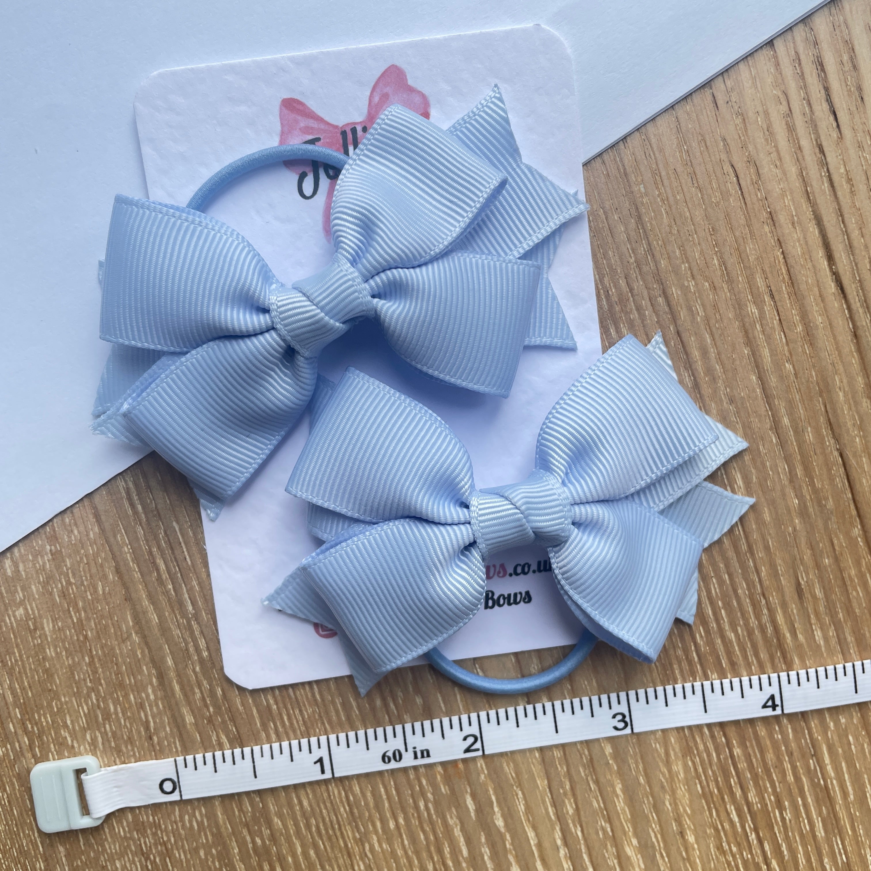 3inch Bow with Thin Elastic (pair) - Bluebell