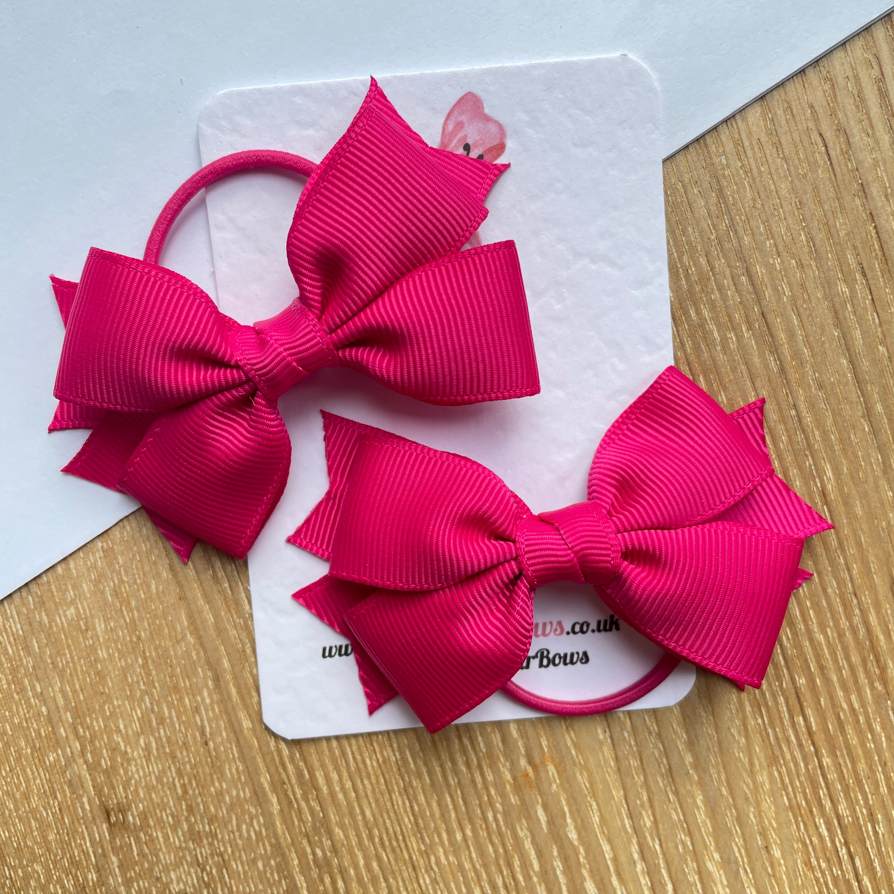 3inch Bow with Thin Elastic (pair) - Azalea