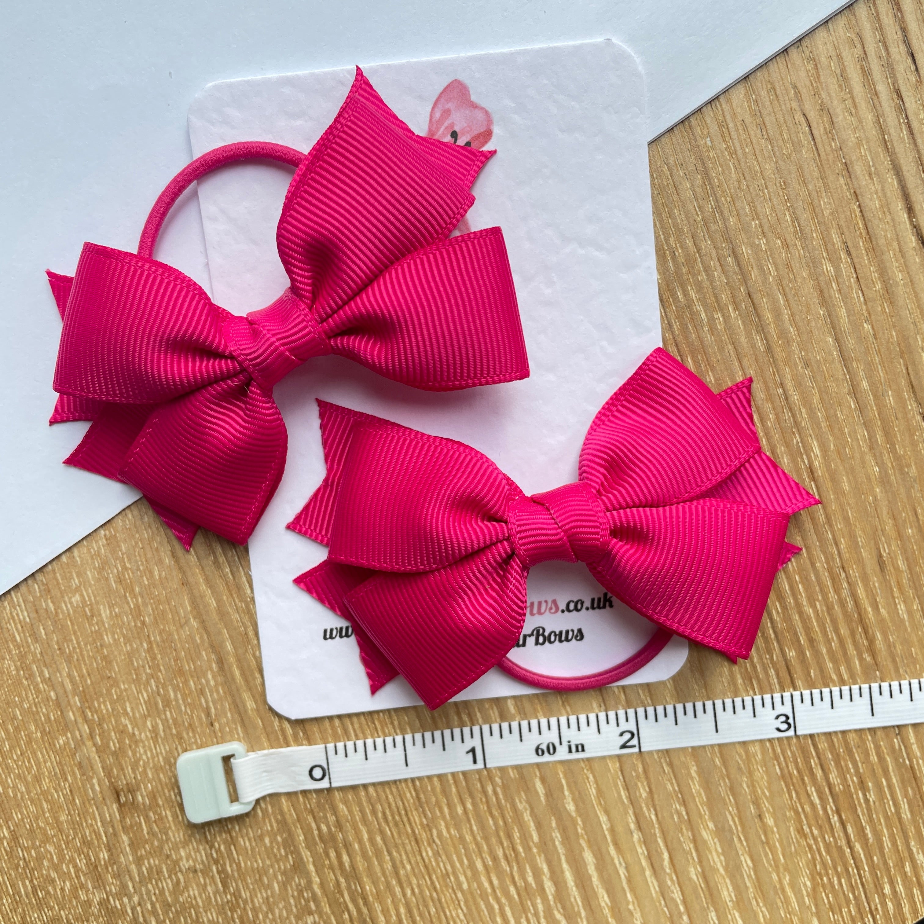 3inch Bow with Thin Elastic (pair) - Azalea