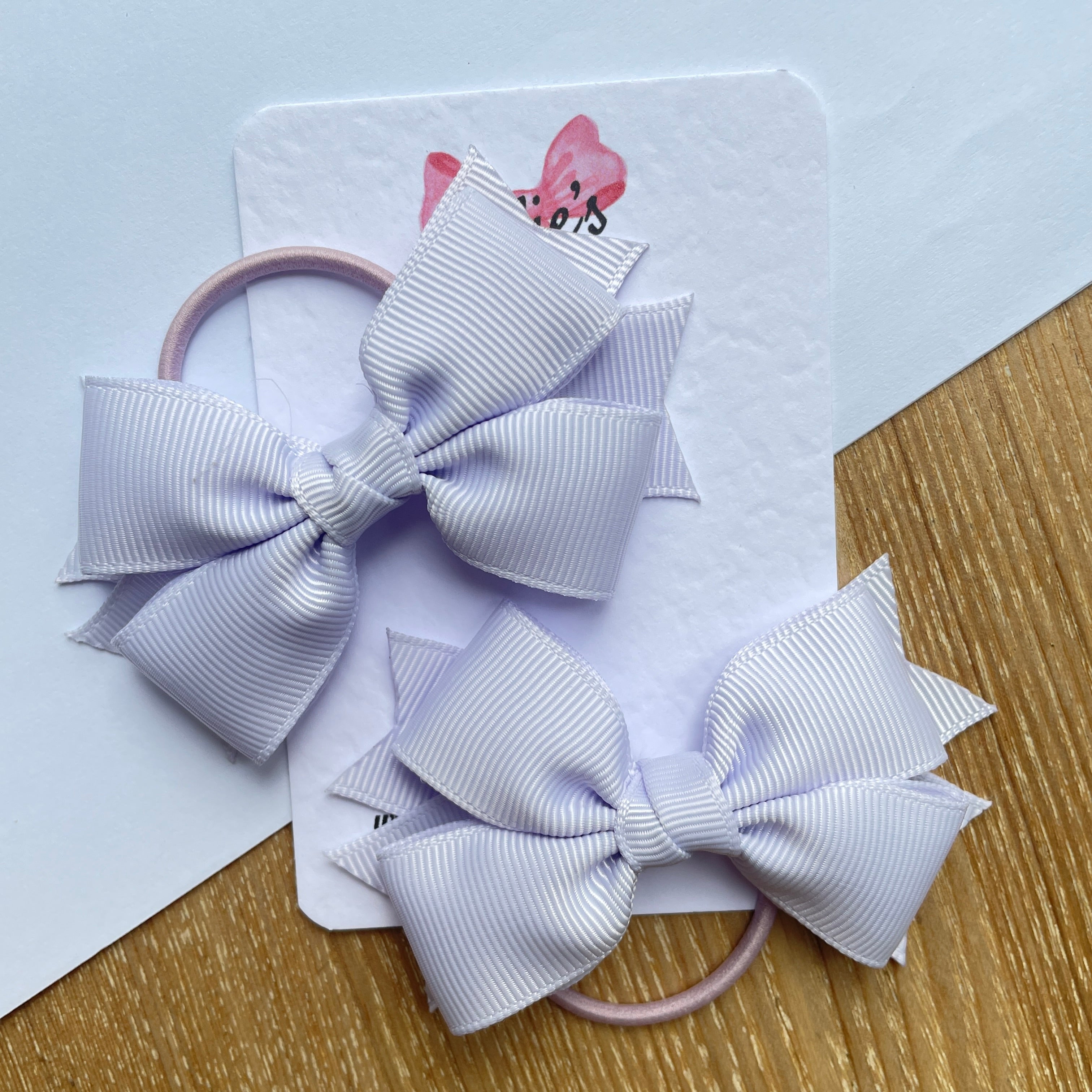 3inch Bow with Thin Elastic (pair) - Lilac Mist