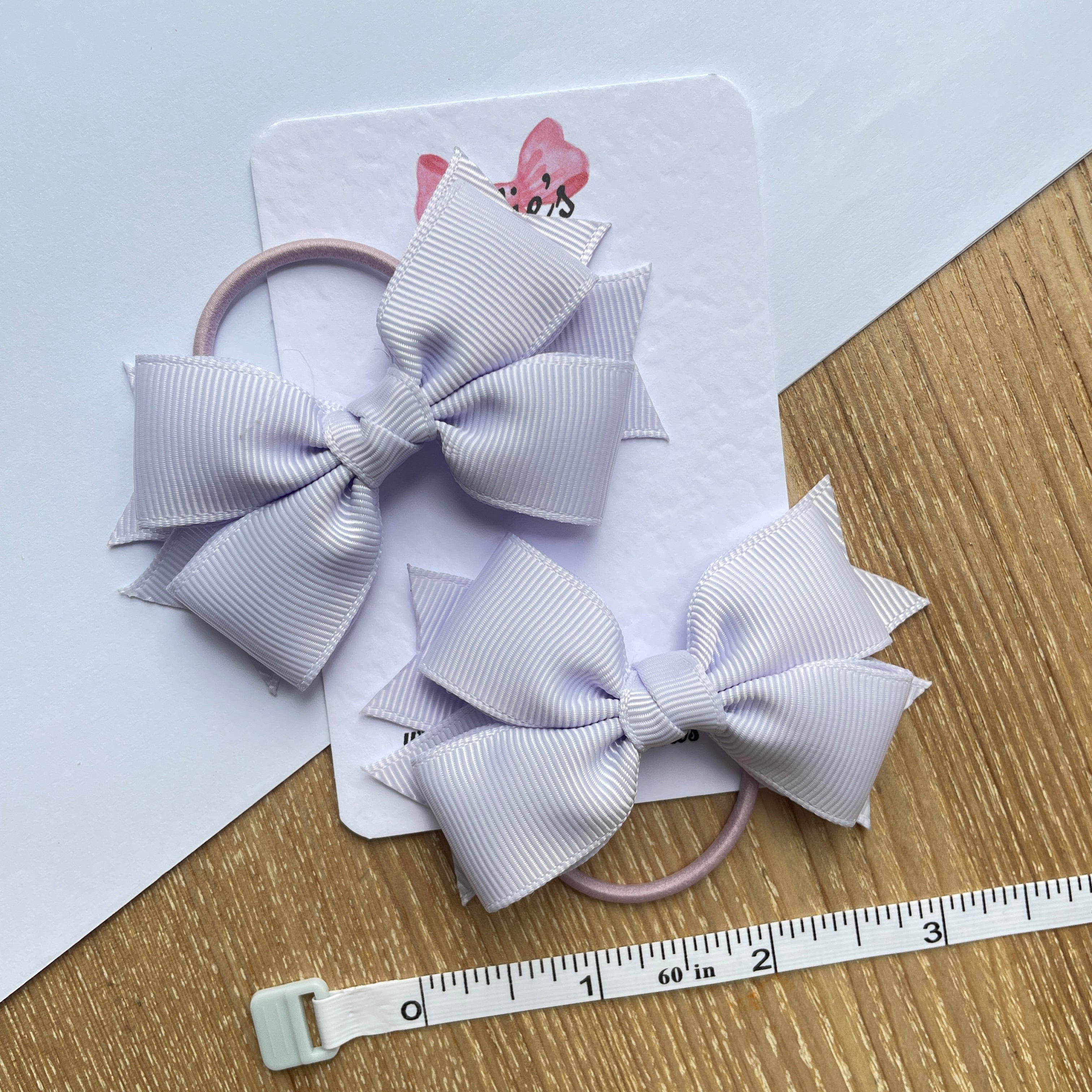 3inch Bow with Thin Elastic (pair) - Lilac Mist