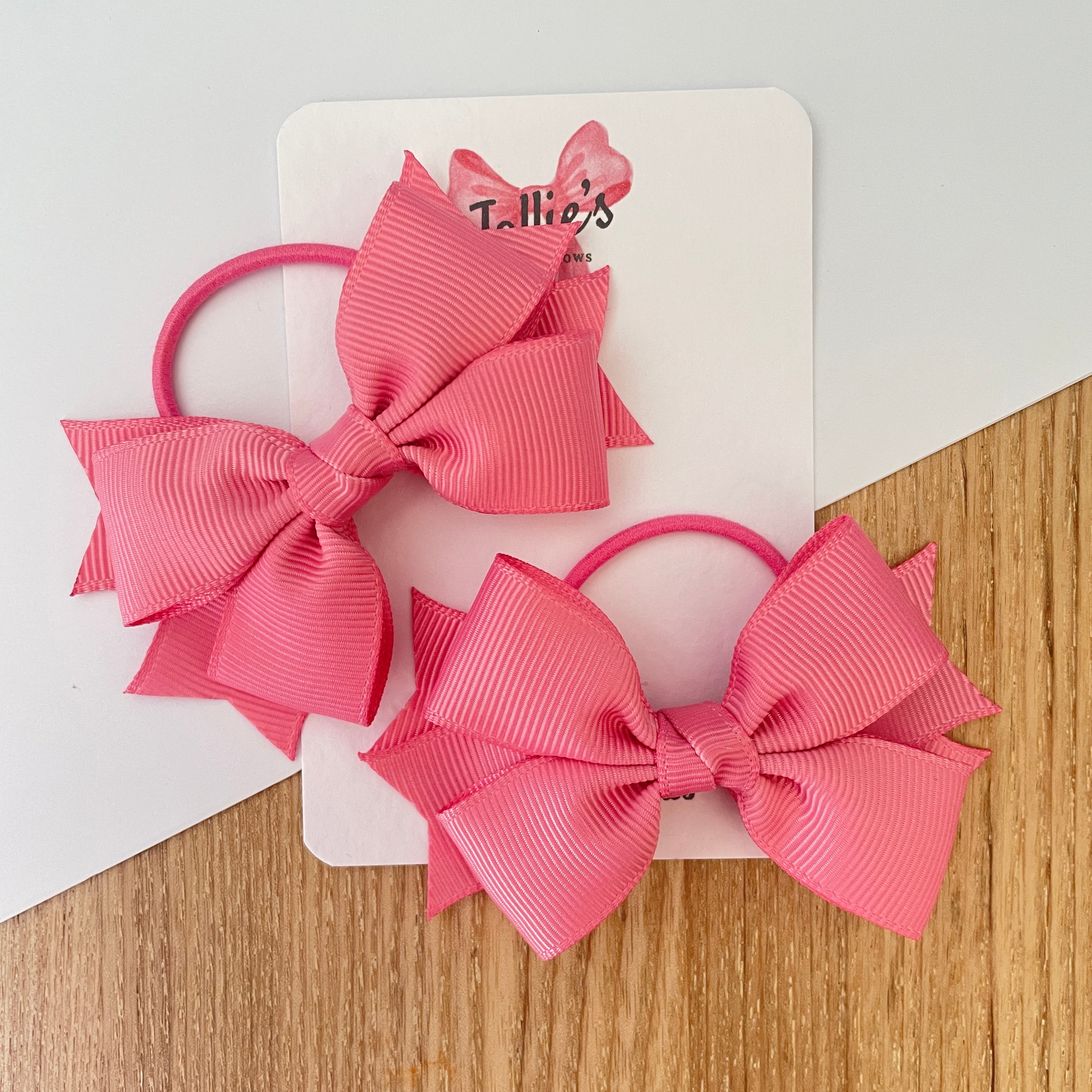 3inch Bow with Thin Elastic (pair) - Fantasy Rose