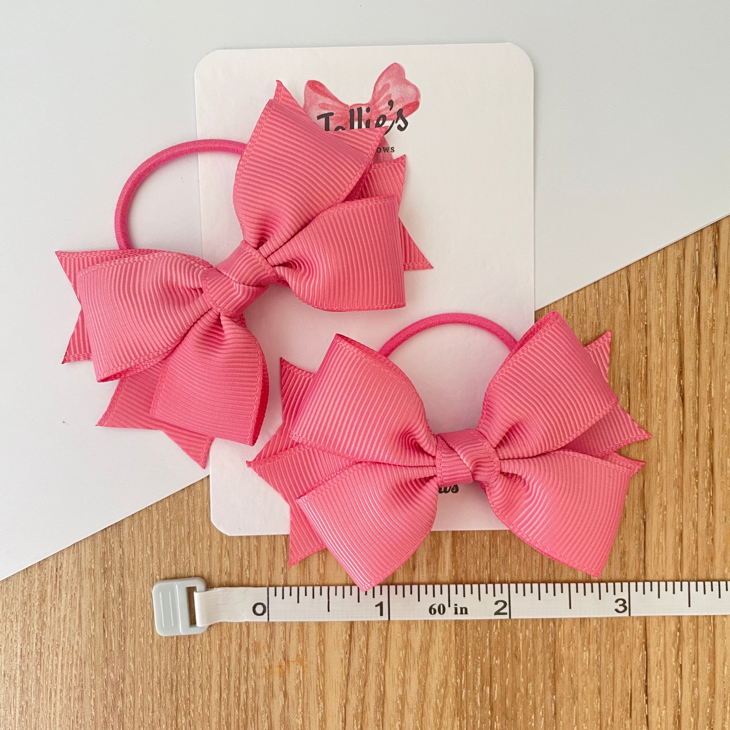 3inch Bow with Thin Elastic (pair) - Fantasy Rose