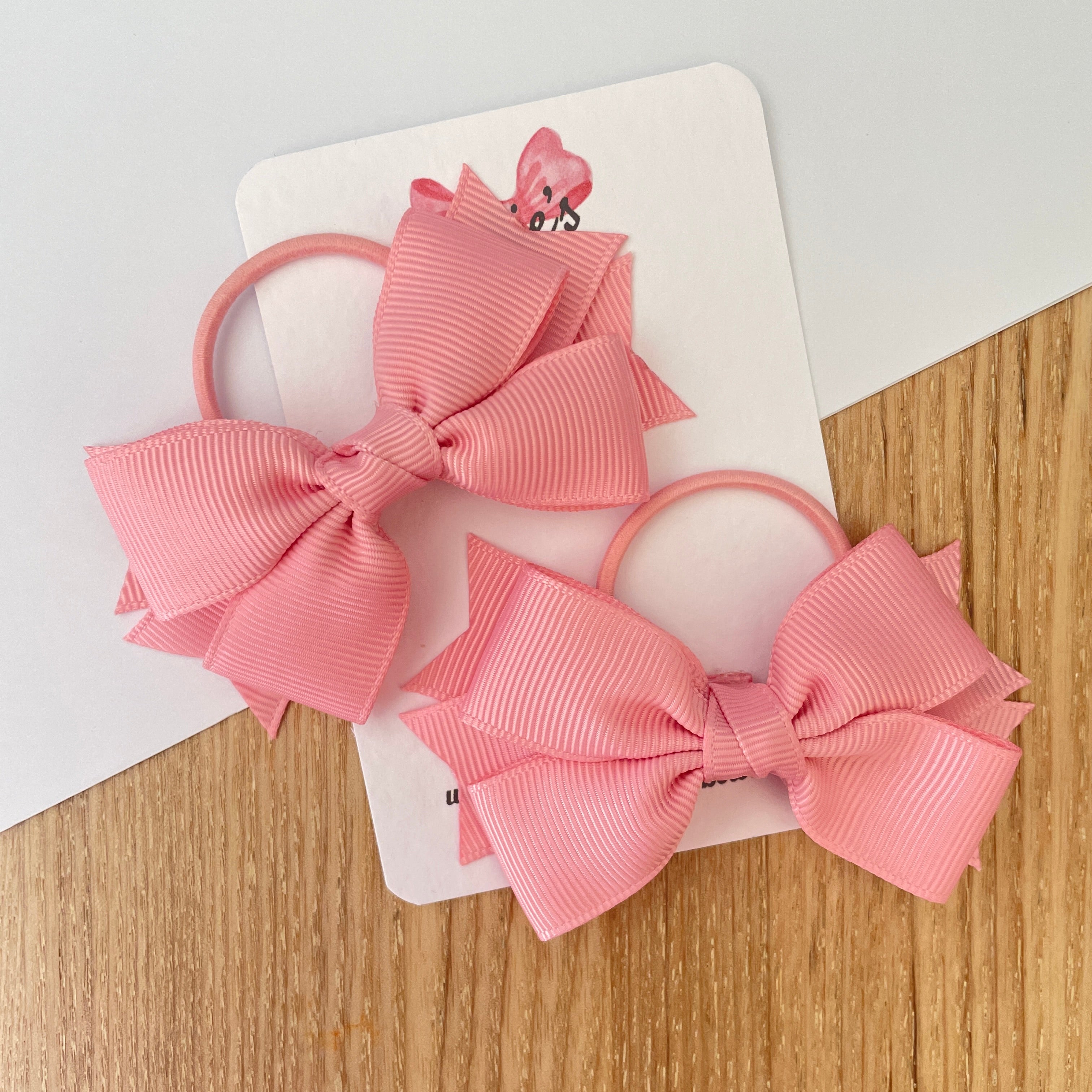 3inch Bow with Thin Elastic (pair) - Peony