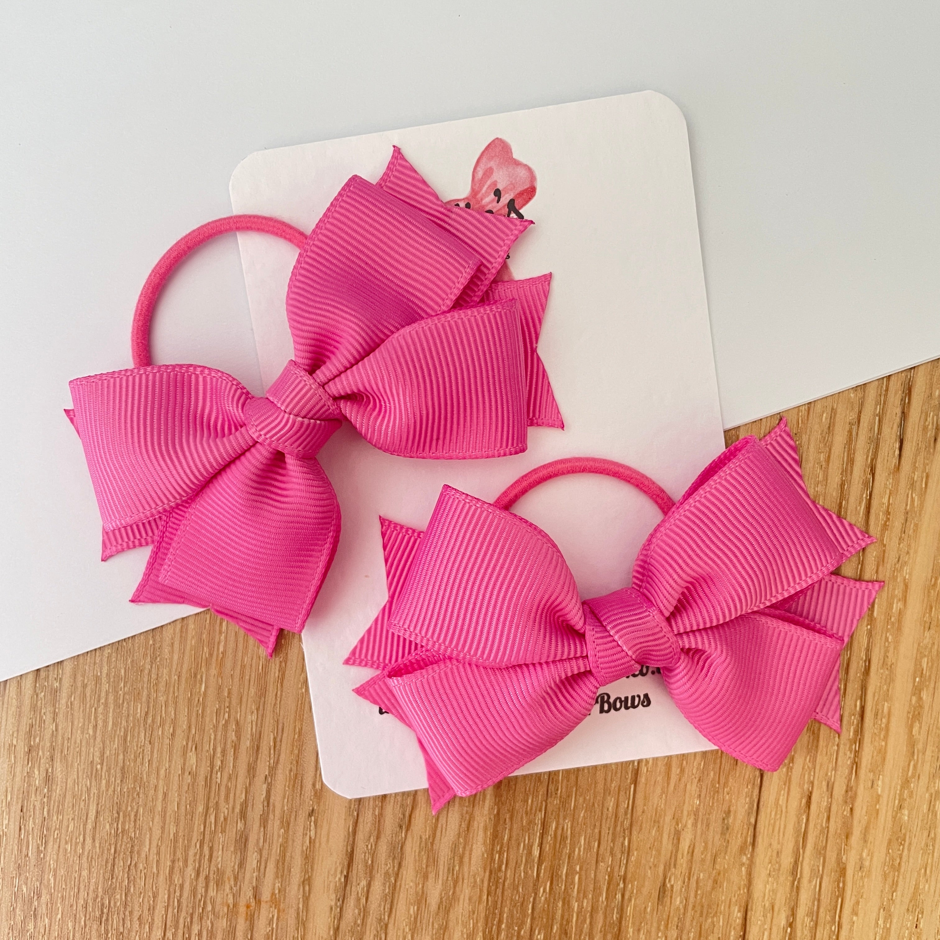 3inch Layered Bow with Thin Elastic (pair) - Rose Bloom