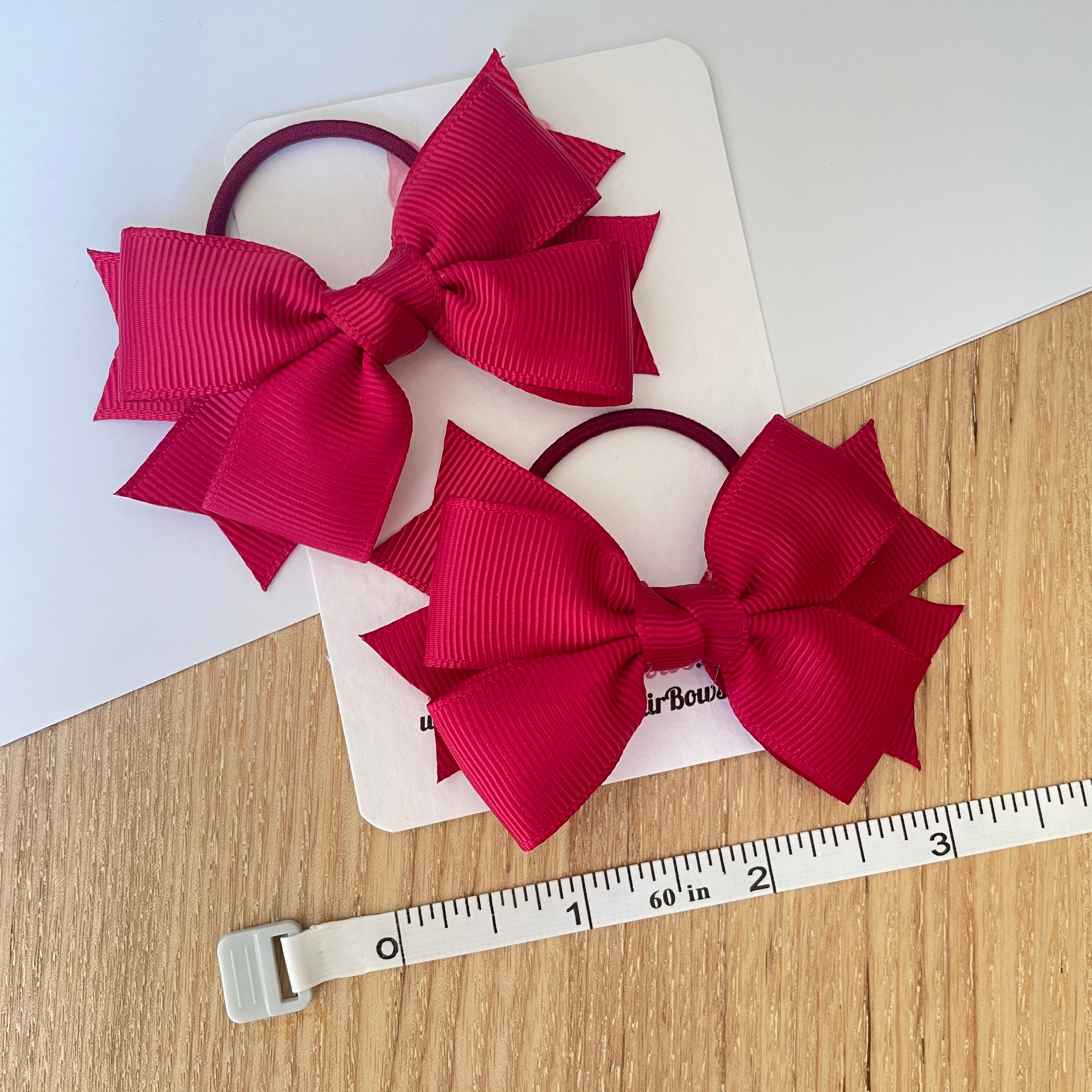 3inch Bow with Thin Elastic (pair) - Beauty