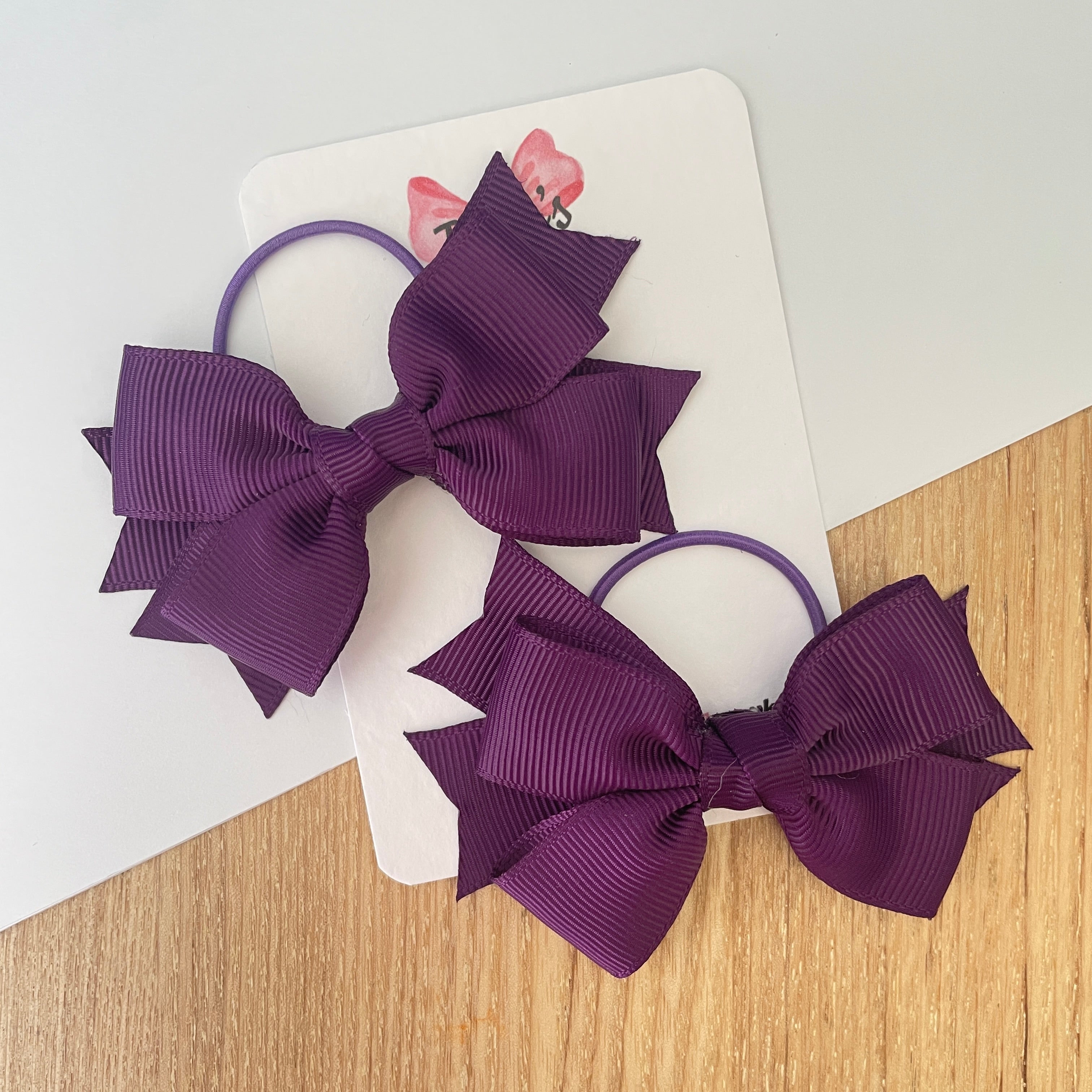 3inch Bow with Thin Elastic (pair) - Plum