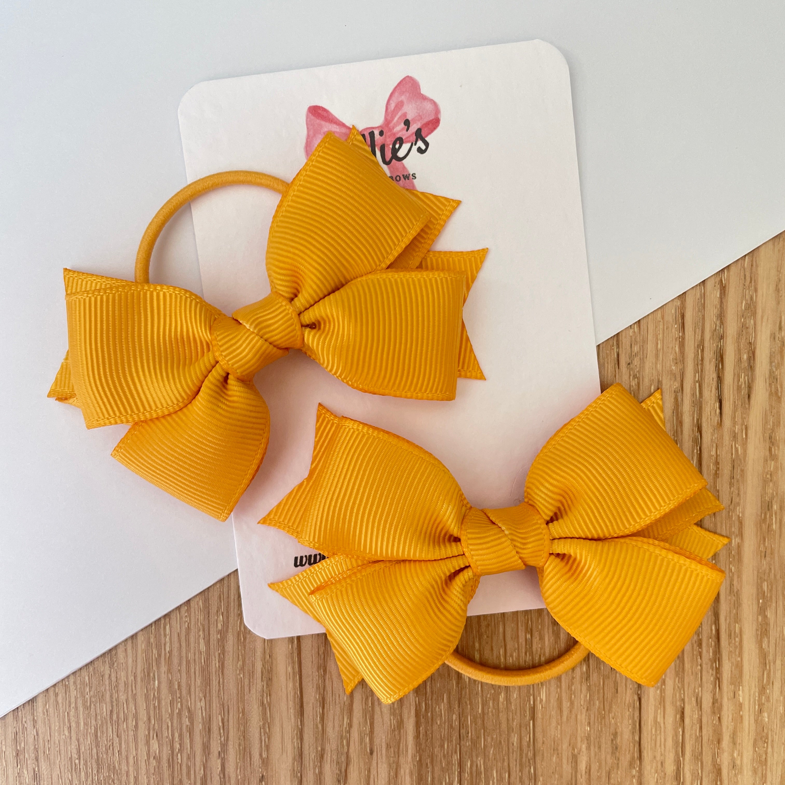 3inch Bow with Thin Elastic (pair) - Dandelion