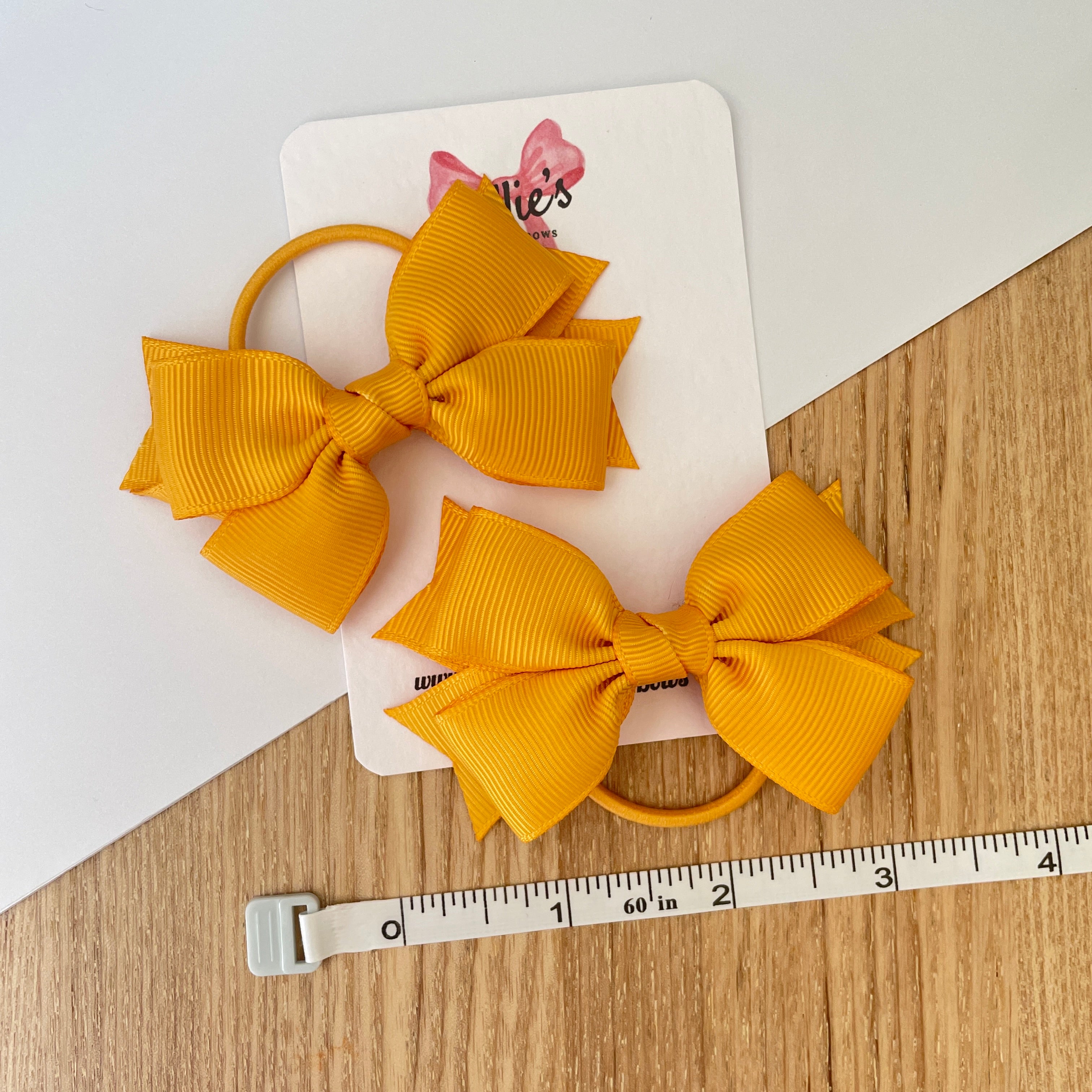 3inch Bow with Thin Elastic (pair) - Dandelion