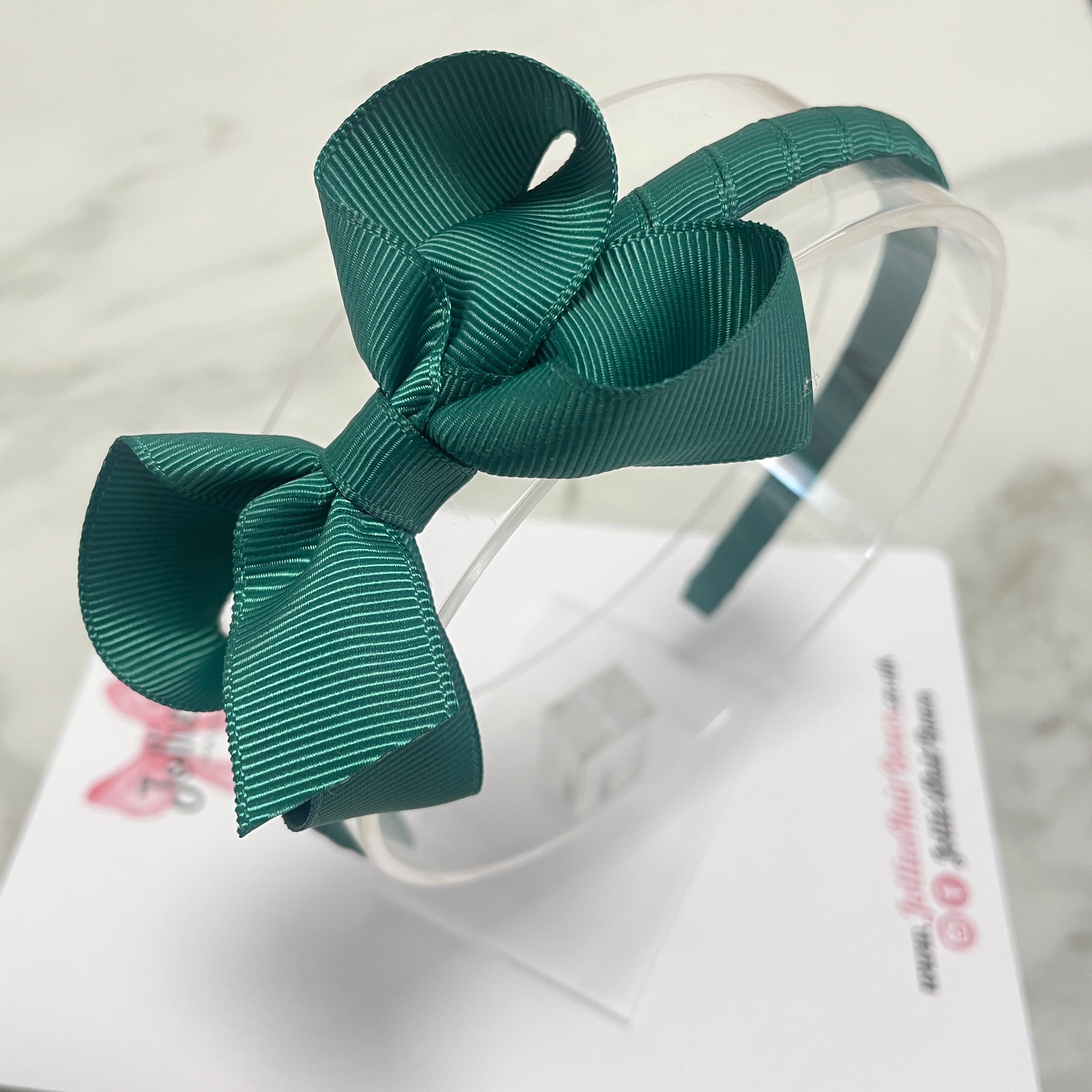 3inch Bow Headband - Hunter Green