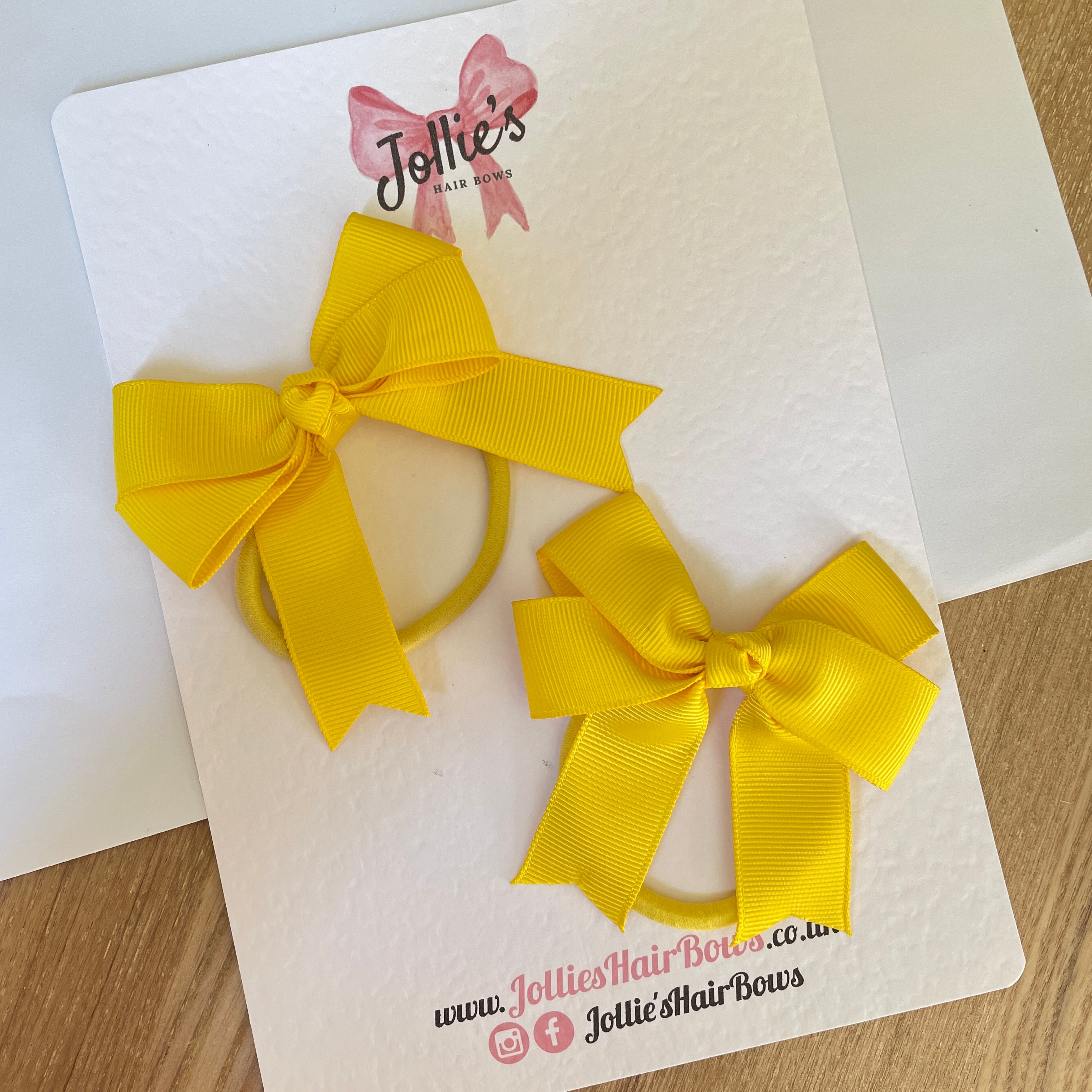 3inch Tail Bow with Bobble (pair) - Daffodil