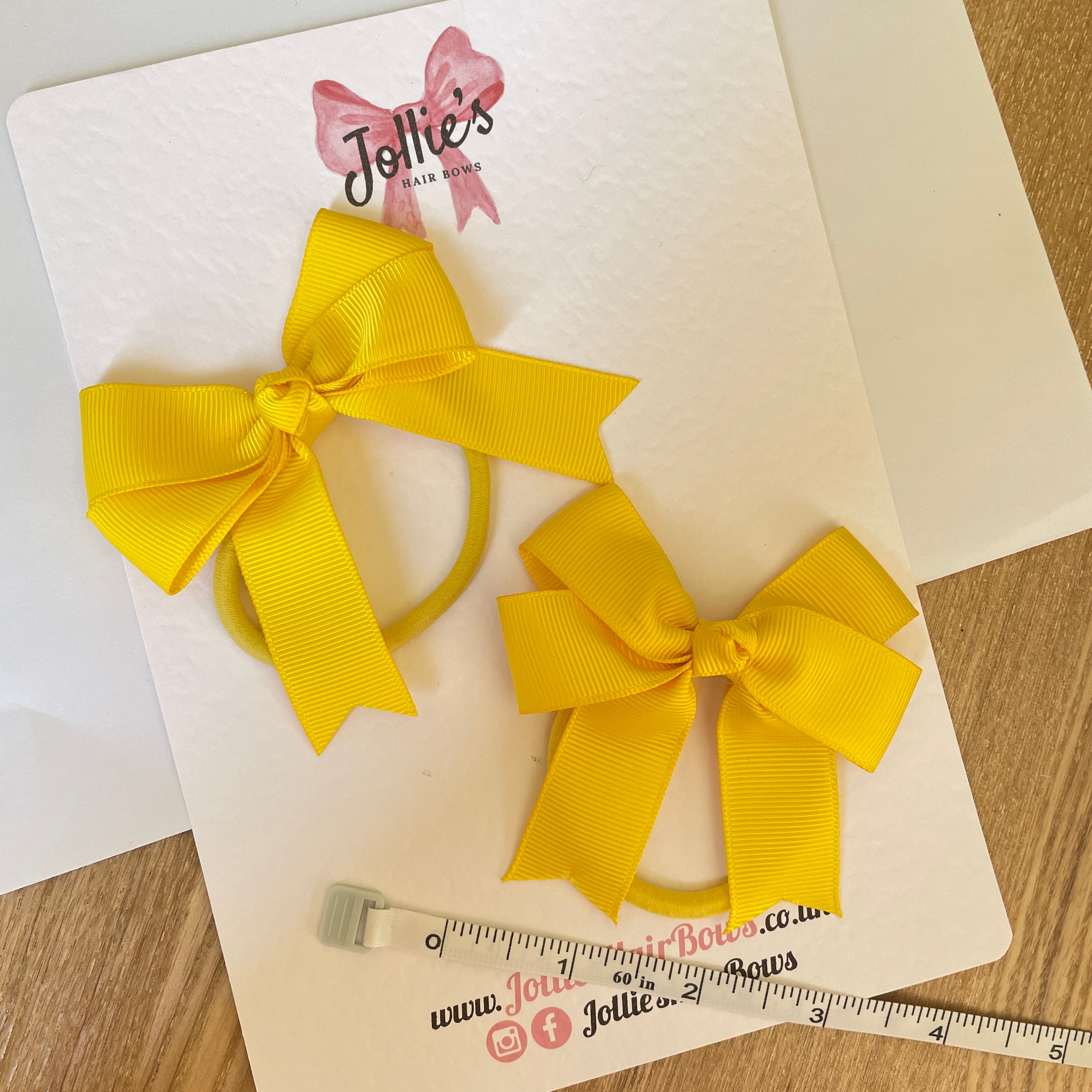 3inch Tail Bow with Bobble (pair) - Daffodil