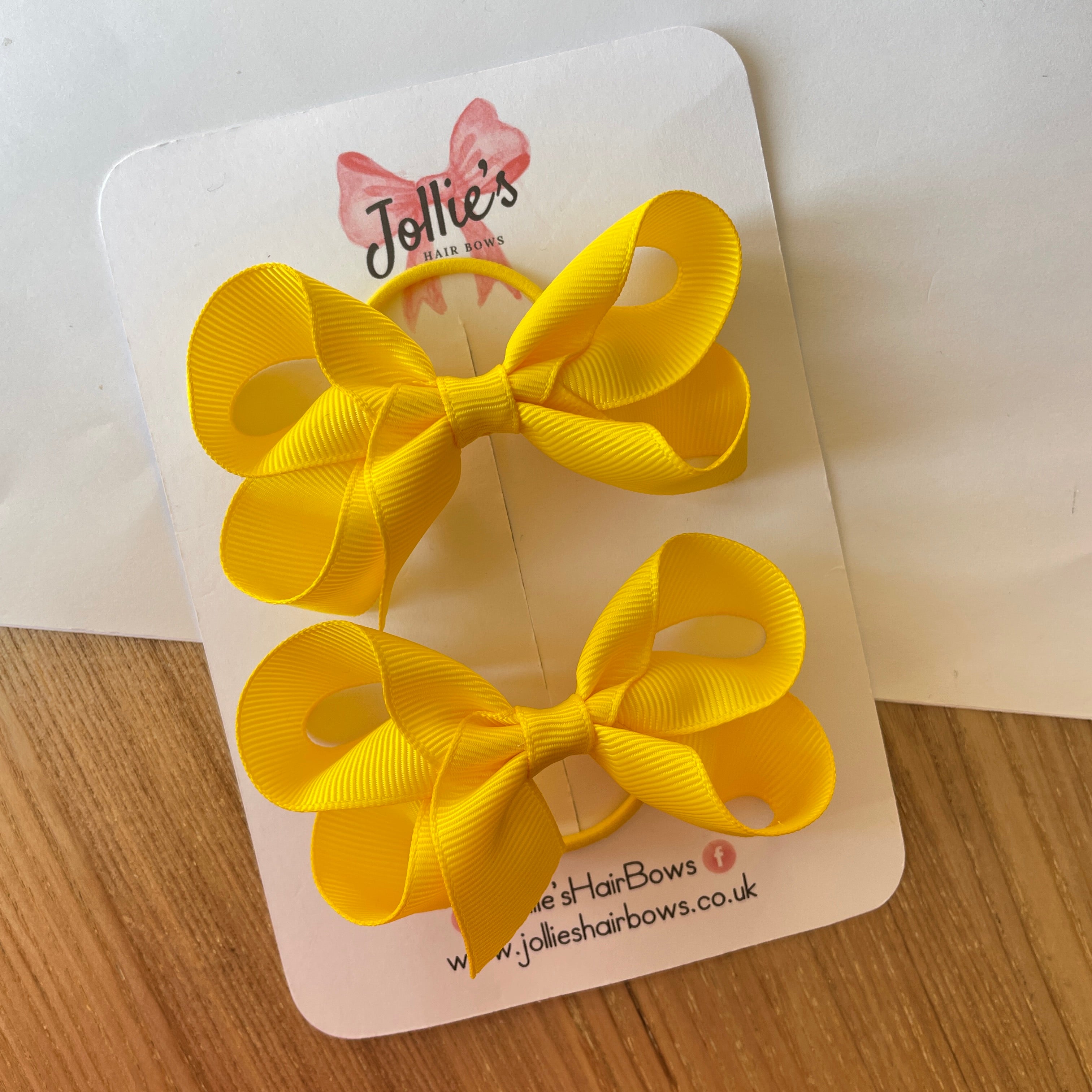 3inch Twisted Bow with thin elastic (pair) - Daffodil