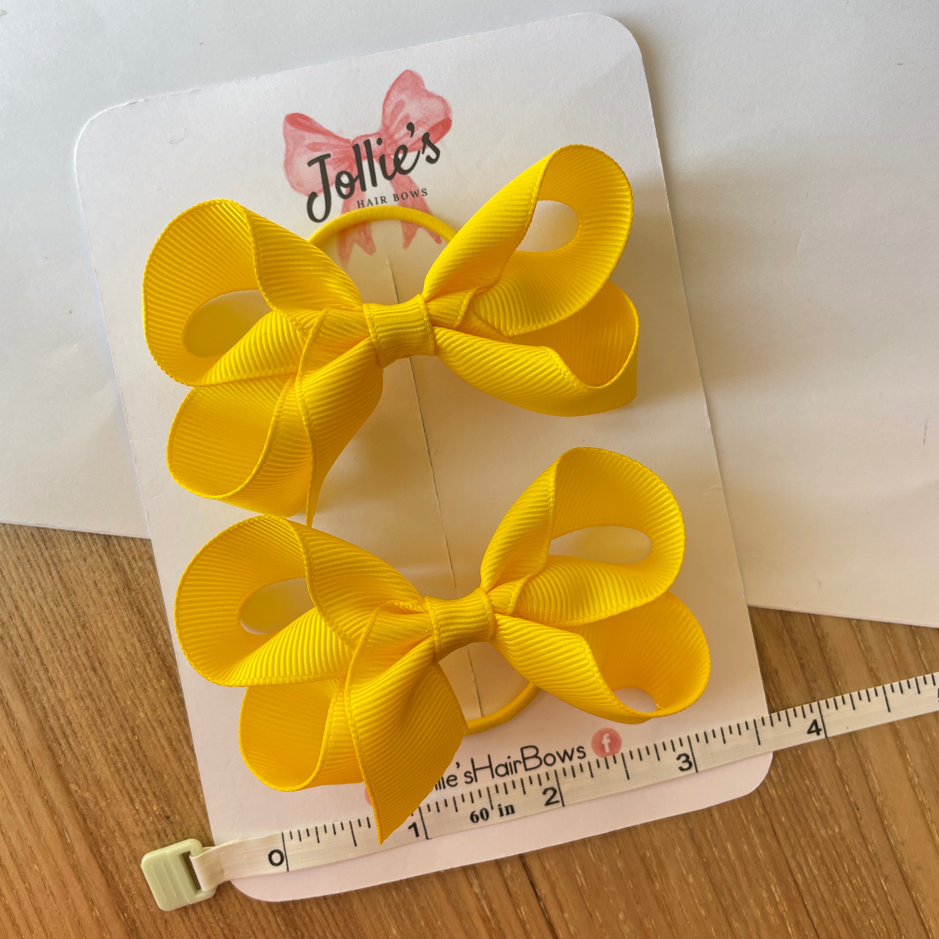 3inch Twisted Bow with thin elastic (pair) - Daffodil