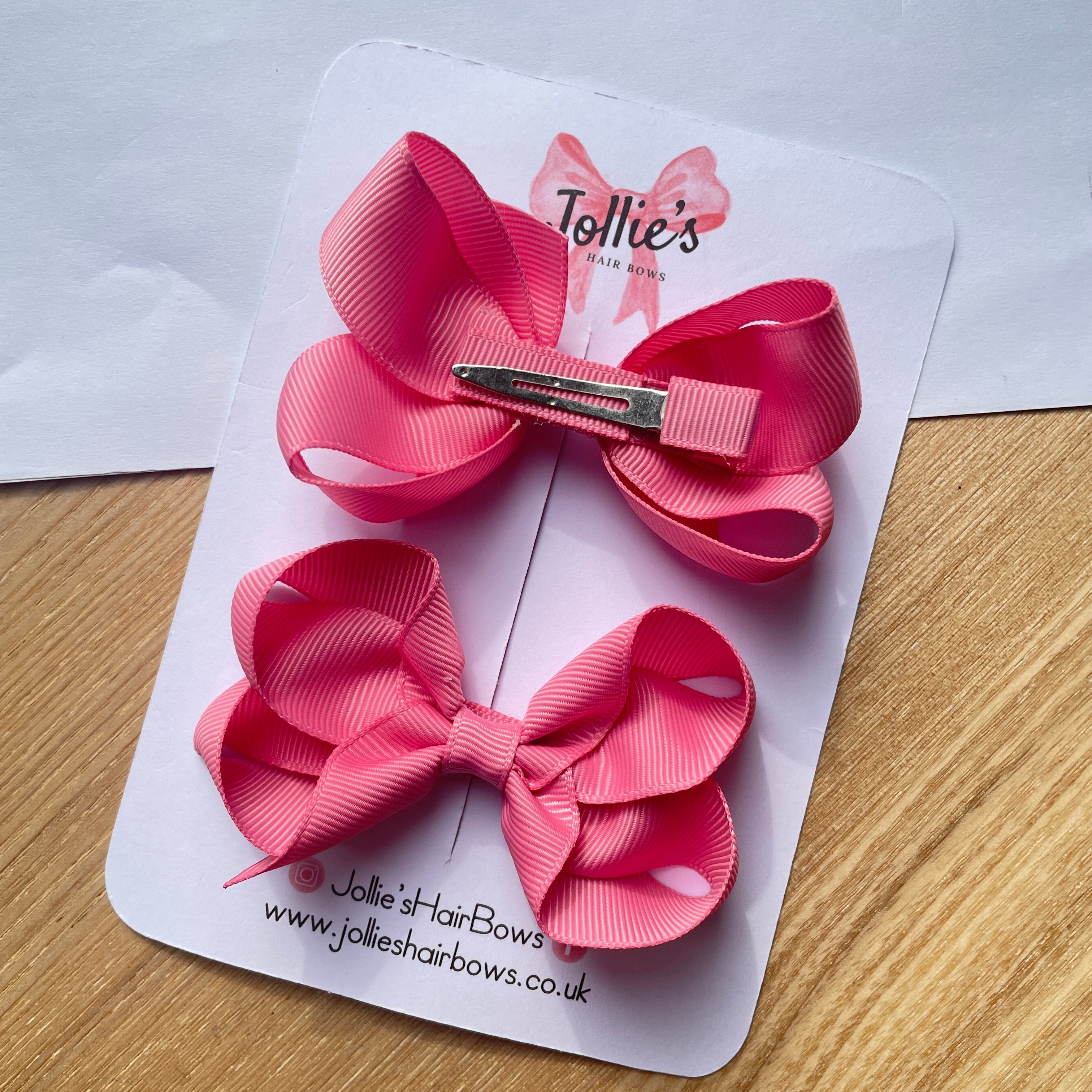 3inch Twisted Bow with Clip (pair) - Fantasy Rose