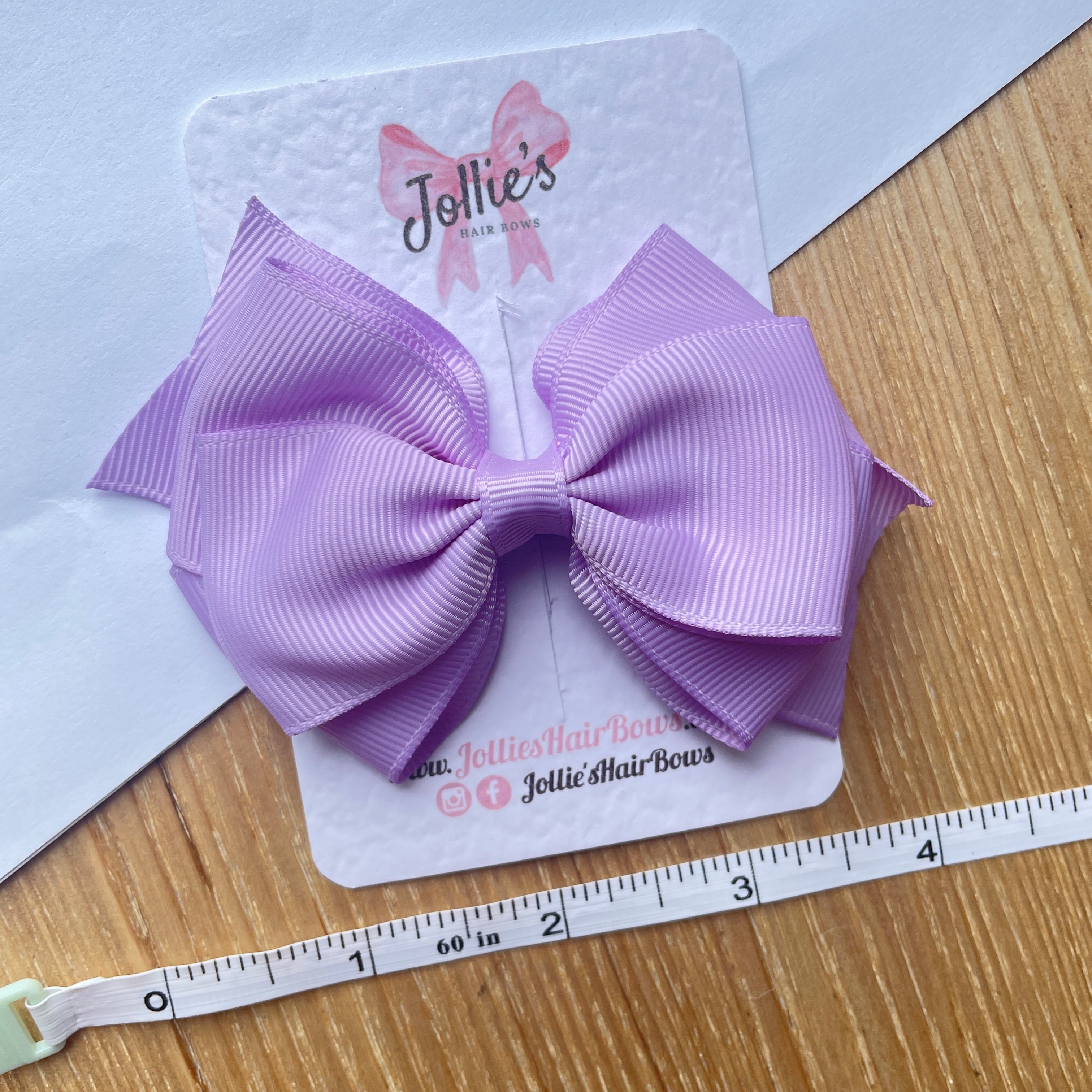 4inch Triple Layers Bow with Clip - Light Orchid