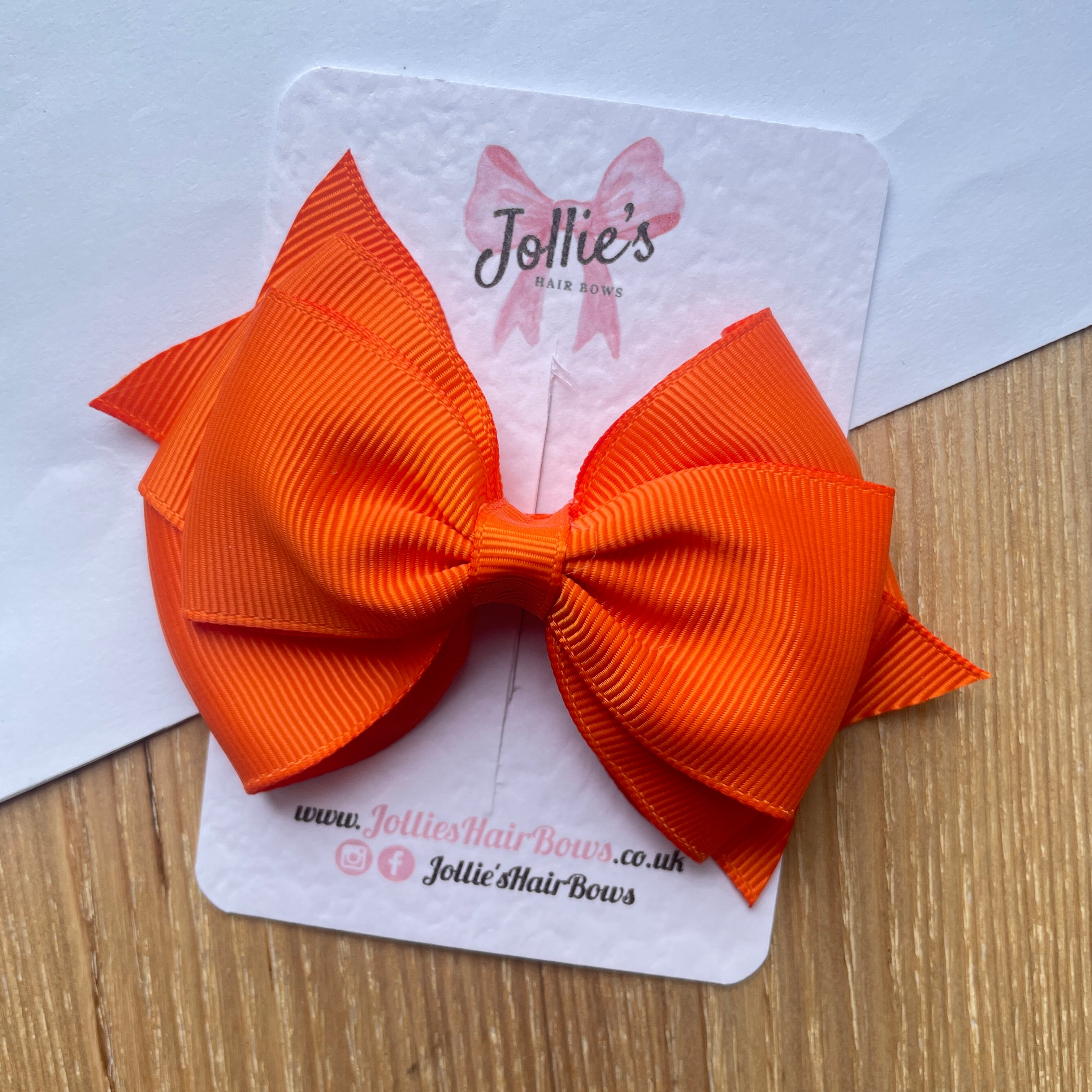 4inch Triple Layers Bow with Clip - Russet Orange