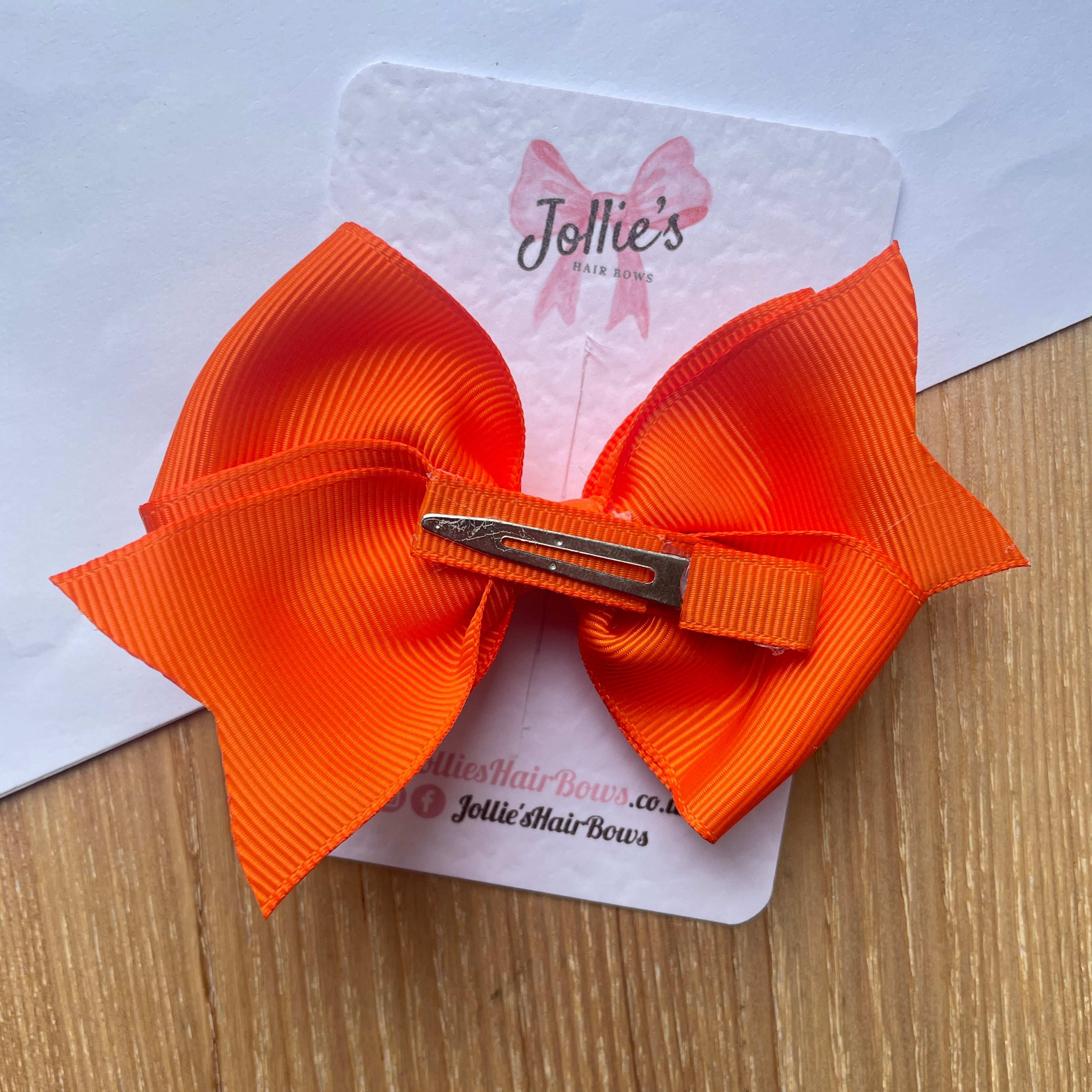 4inch Triple Layers Bow with Clip - Russet Orange