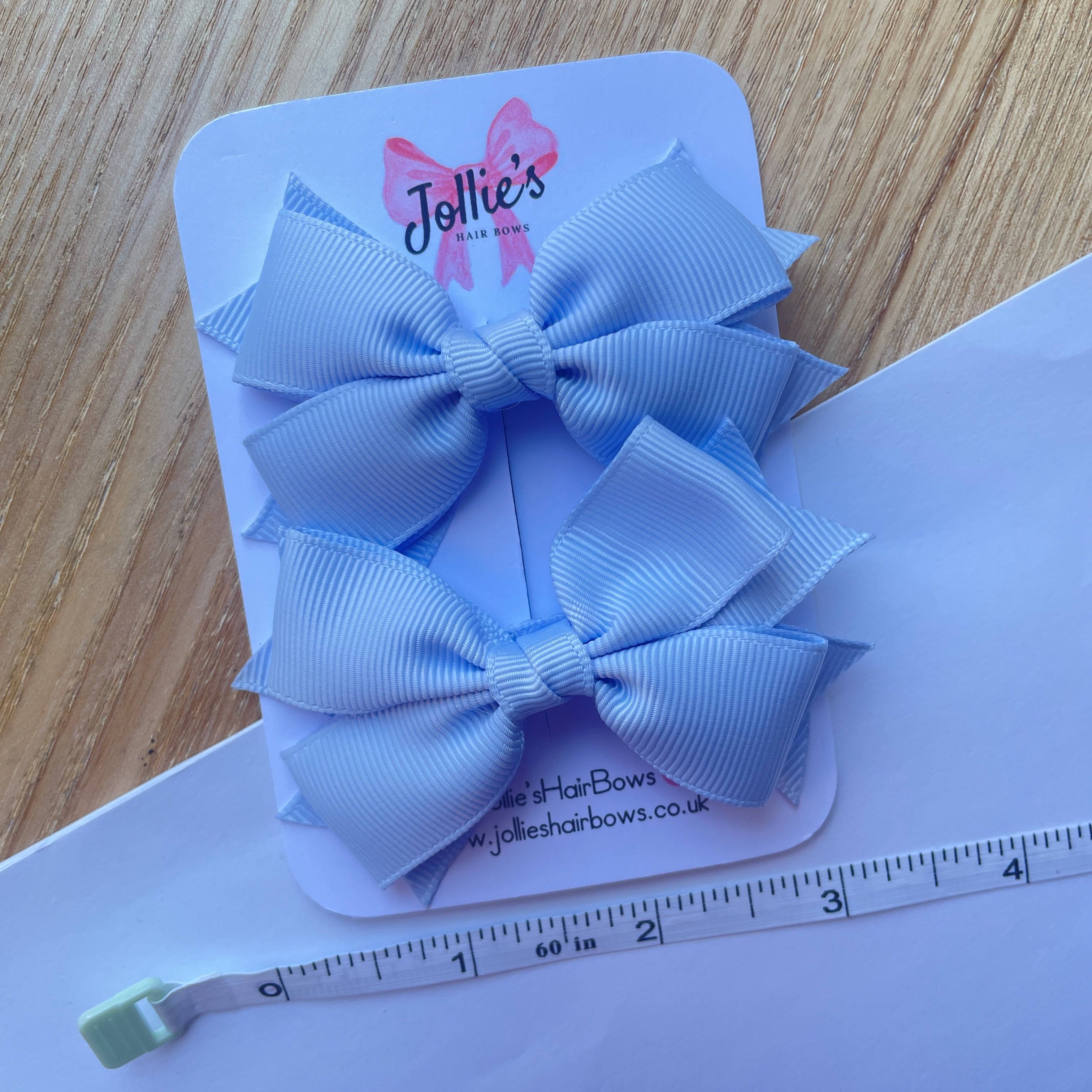 3inch Layered Bow with Clip (pair) - Bluebell