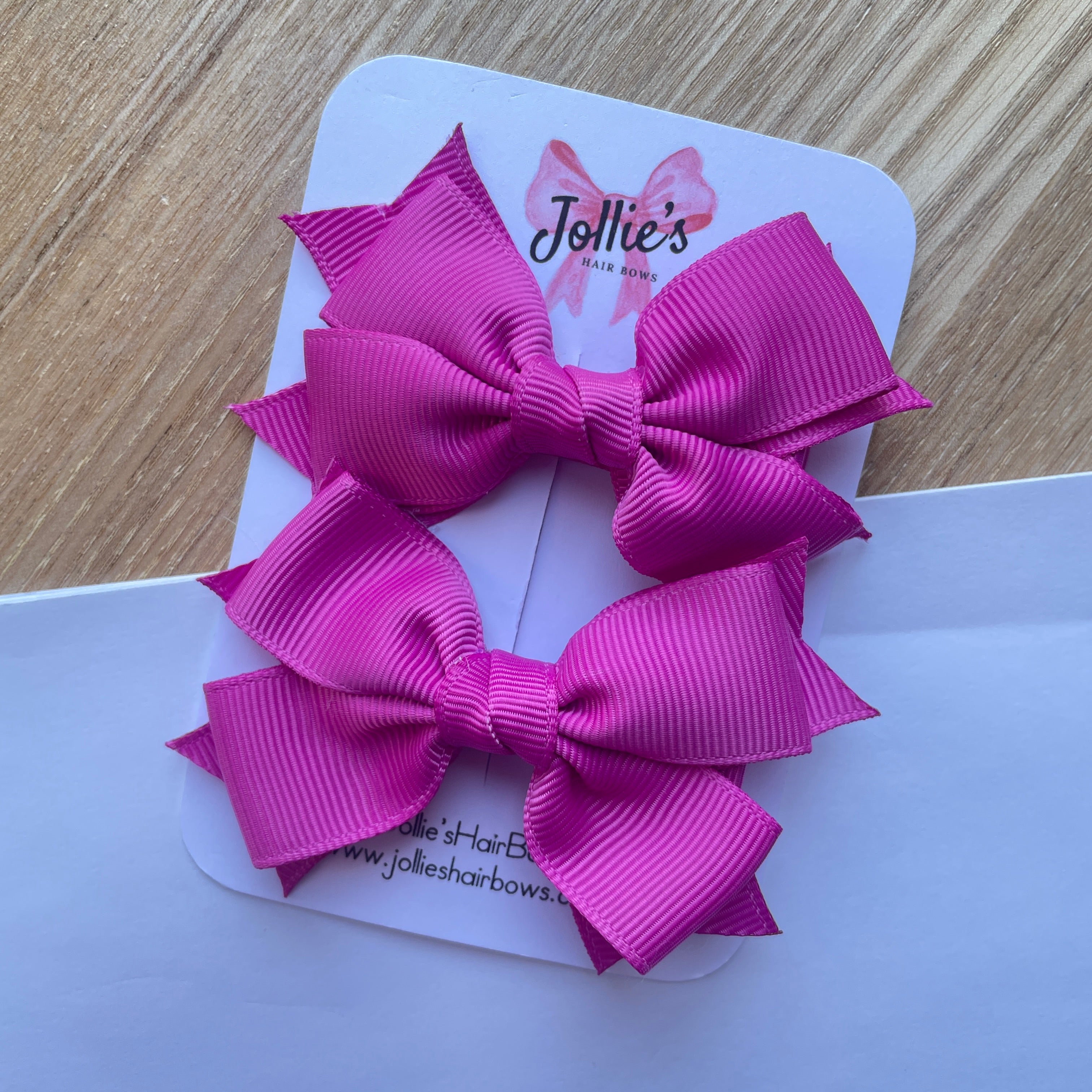 3inch Layered Bow with Clip (pair) - Garden Rose