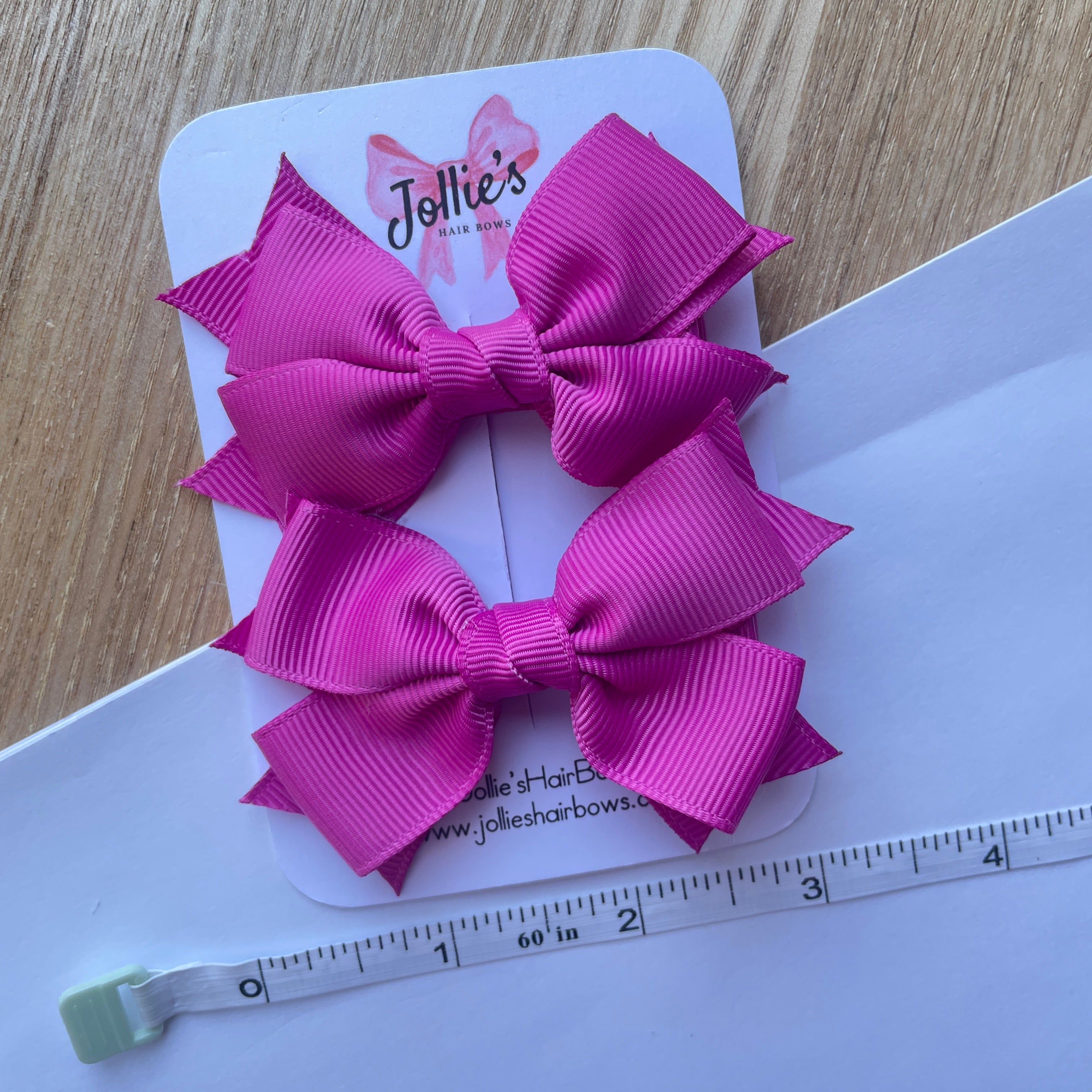 3inch Layered Bow with Clip (pair) - Garden Rose