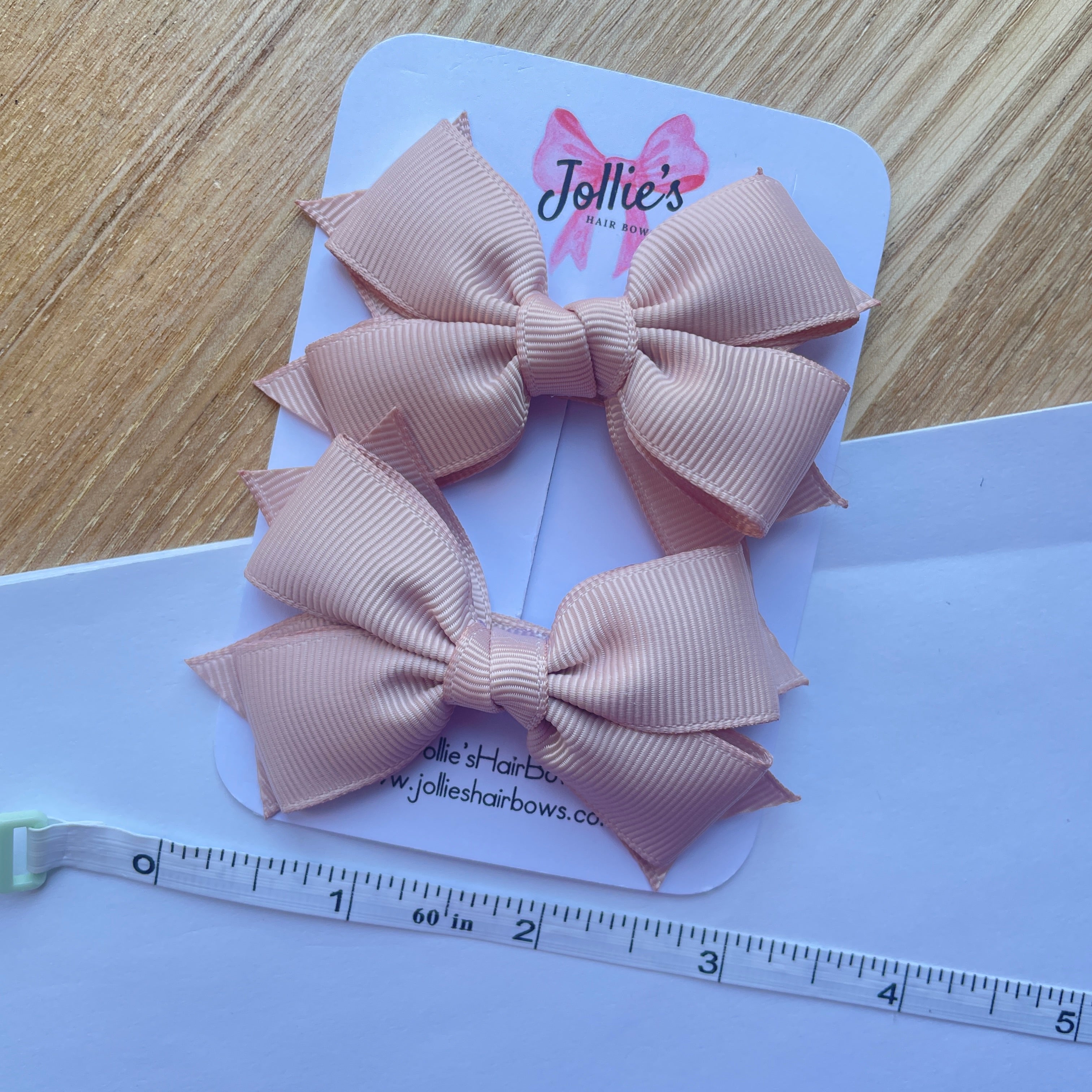 3inch Bow with Clip (pair) - Vanilla