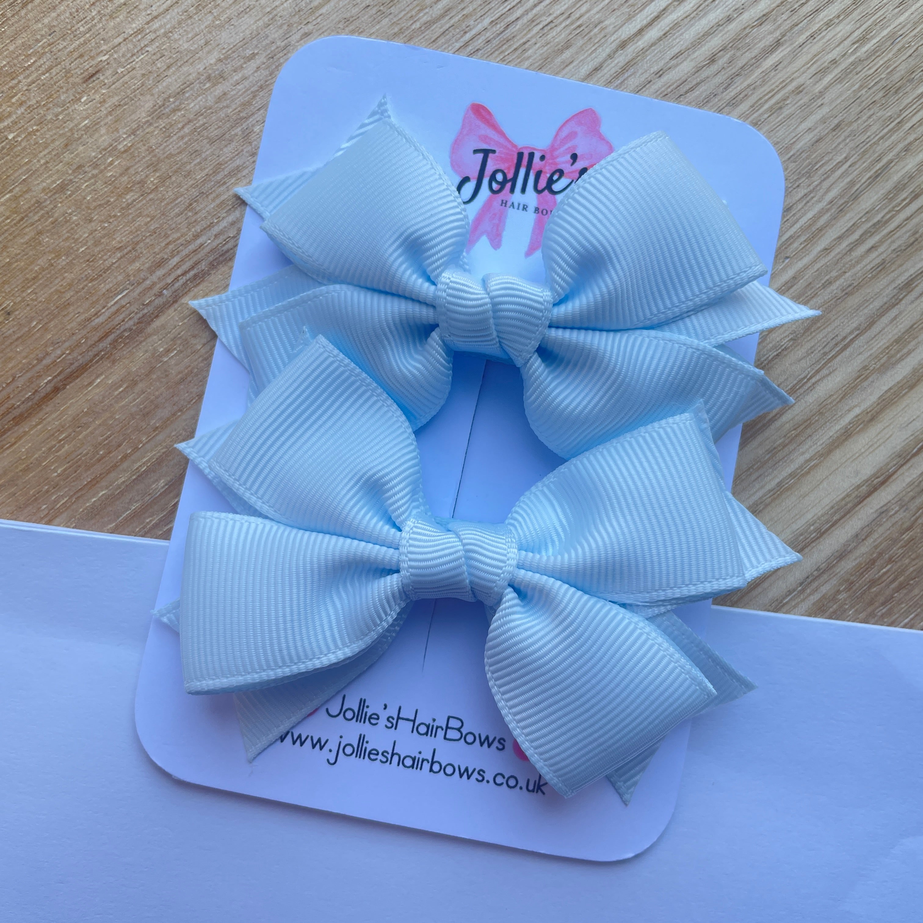 3inch Layered Bow with Clip (pair) - Blue Vapor