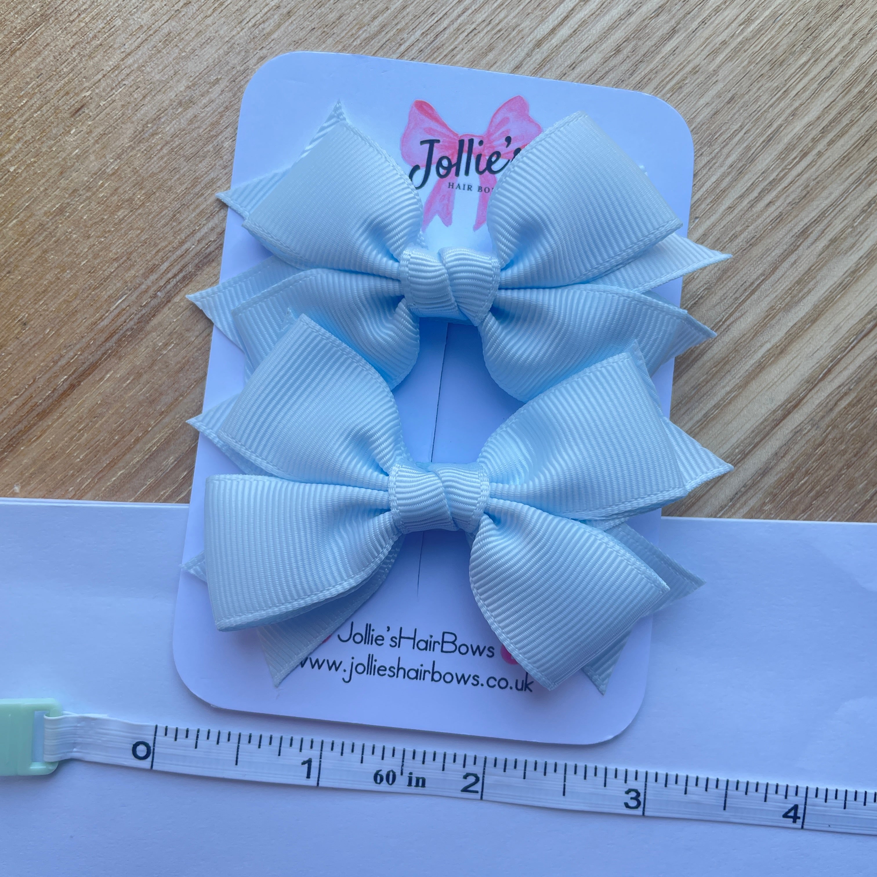 3inch Layered Bow with Clip (pair) - Blue Vapor