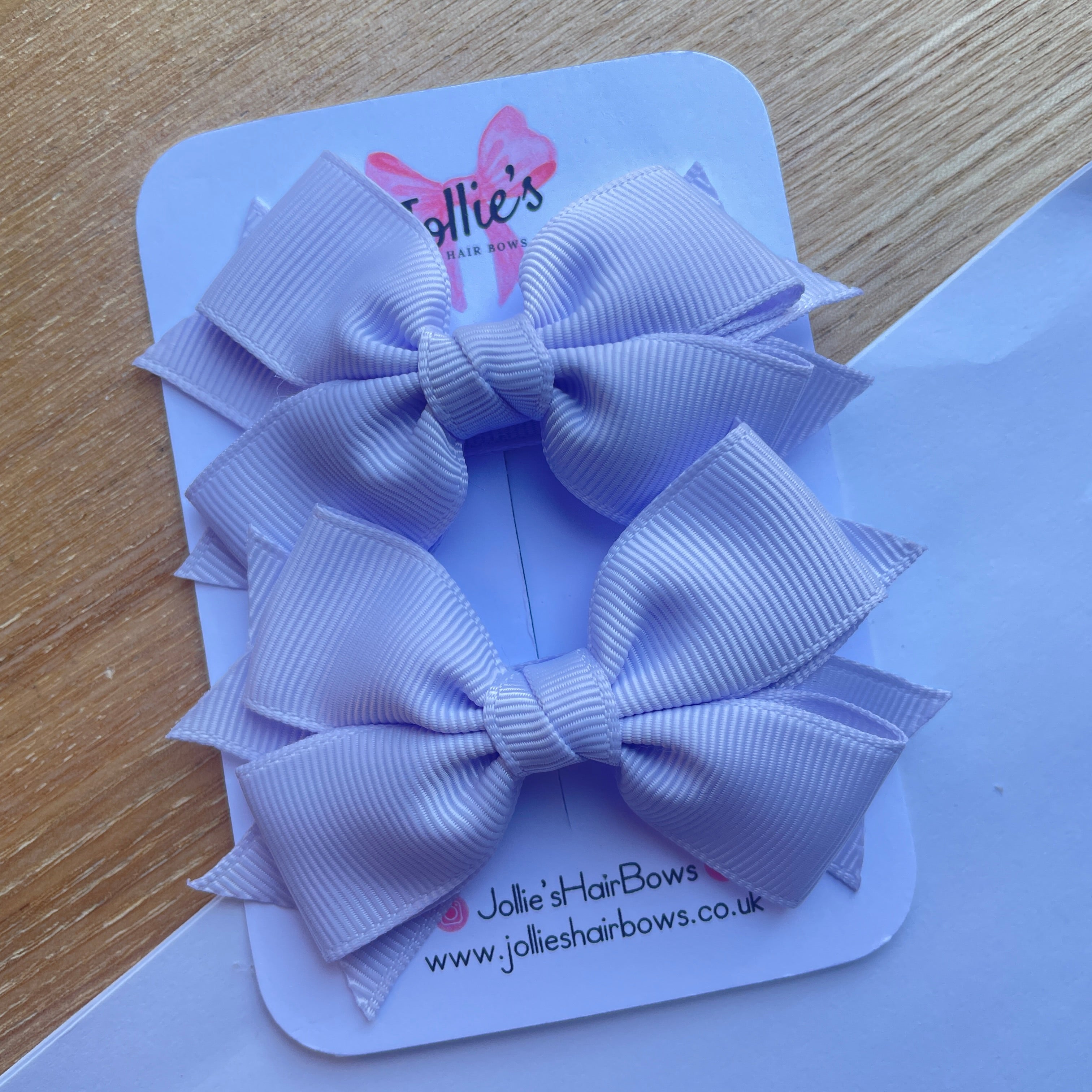 3inch Layered Bow with Clip (pair) - Lilac Mist